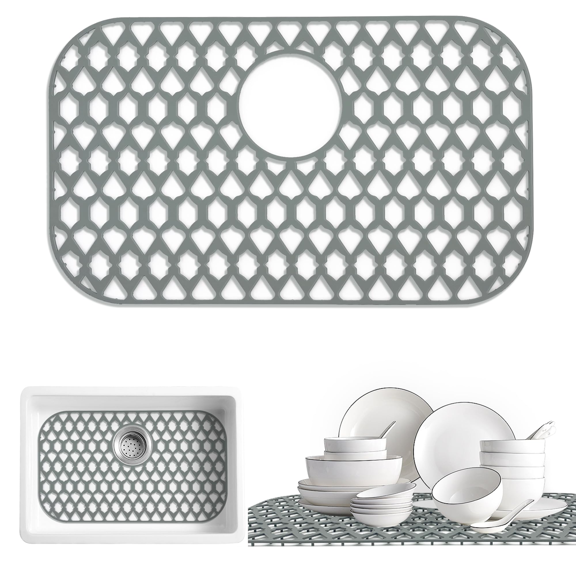 SAMSIER Sink Protectors for Kitchen Sink 19x14 & 21x16 & 22x13 & 26x14 & 28x14.4 & 30x16, Large Silicone Sink Mats Grid for Bott