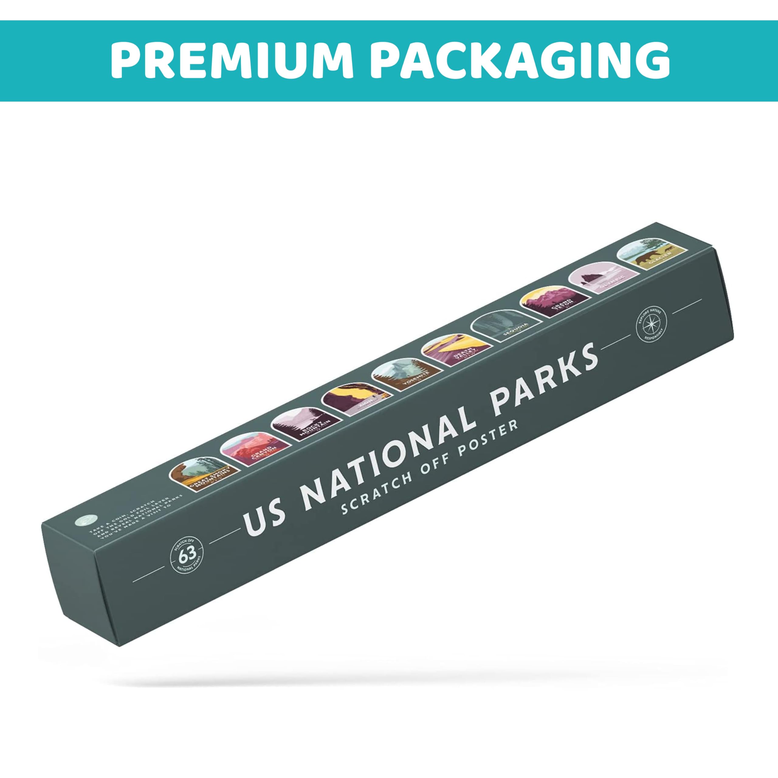 Enno Vatti Us National Parks Scratch Off Poster - Map Of 63 National Parks Of The United States - Travel Bucket List - Gift For