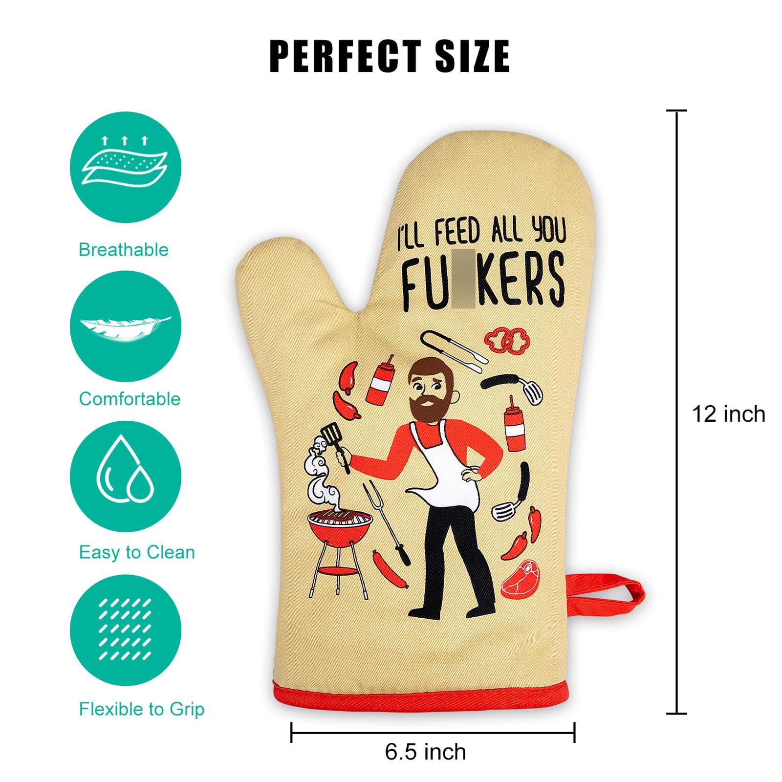 Miracu Funny Oven Mitts, Presents For Chefs, Funny Cooking Gadgets, Bbq Oven Mitt - Unique Gifts For Cooks Dad Brother Him, Manl