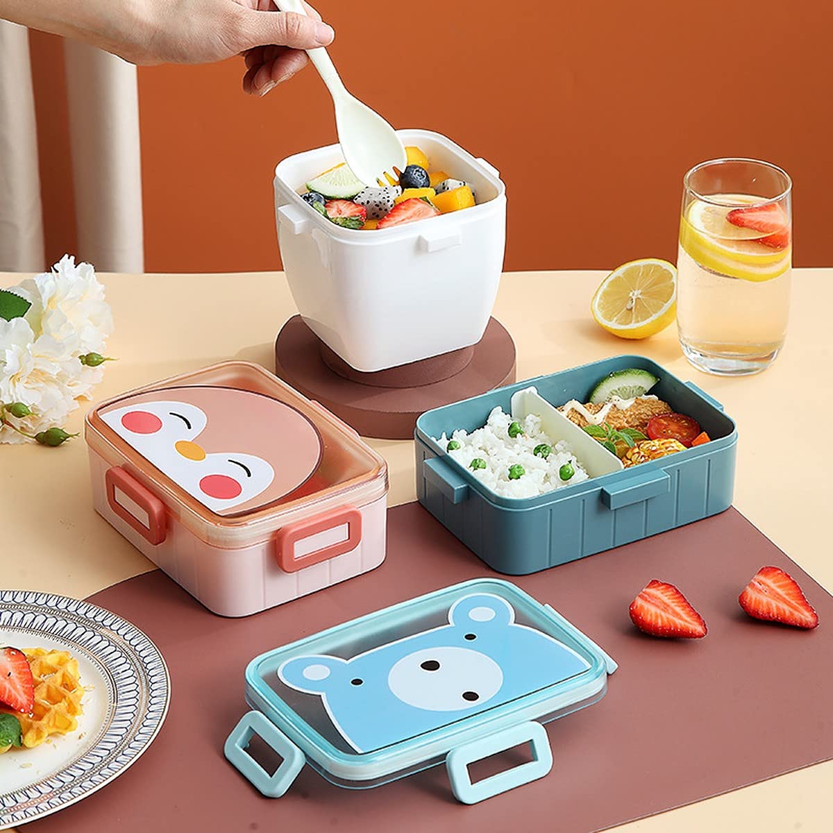 Wolpin 1 Pc Lunch Box For Kids Tiffin Box For Boys, Girls, School & Office, Rectangular Lunch Box For Kids Microwave Safe, Carto