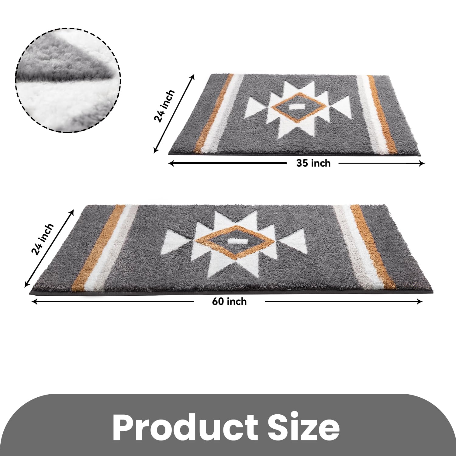 Tanvill Boho Bathroom Rugs Runner Non Slip Bath Mat, Geometric Long Bathroom Rug Soft Absorbent Large Carpet For Bathroom Entryw