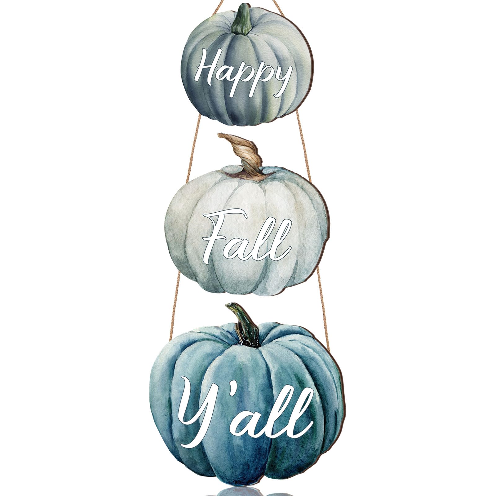 Thyle 3 Pcs Fall Pumpkin Decor Blue Pumpkins Wall Signs Wooden Hanging Door Sign for Autumn Harvest Thanksgiving Door Wall Decor