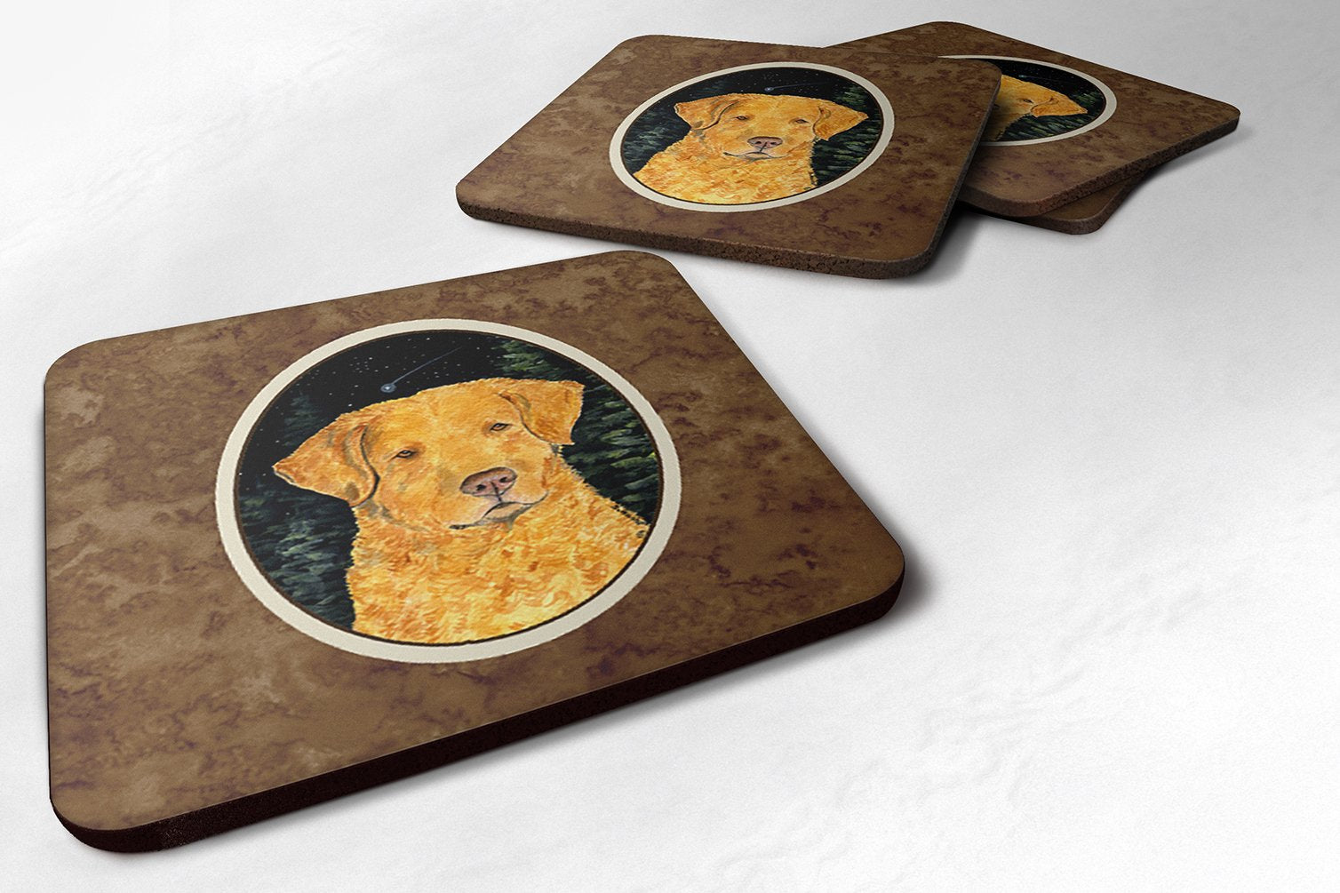 Carolines Treasures Starry Night Chesapeake Bay Retriever Foam Coasters Set of 4 (Set of 4), 3.5 H x 3.5 W, Multicolor