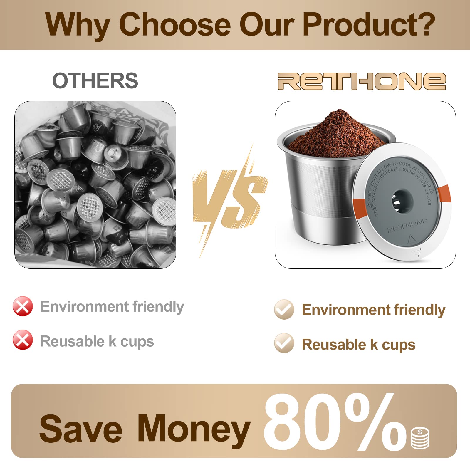 Reusable K Cups Coffee Filter  Stainless Steel K Cup Reusable Coffee Pods Filters for Keurig 1.0 & 2.0 Coffee Makers (4 pack)
