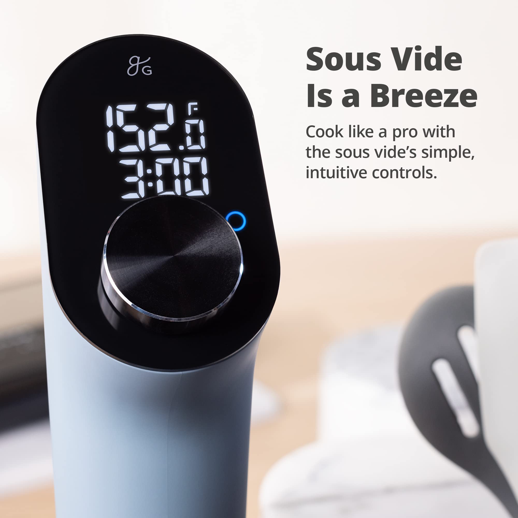 Greater Goods Kitchen Sous Vide Precision Cooker with Ultra Quiet Immersion Circulator  Designed in St. Louis (Stone Blue) - Father's Day Gift to Your Culinary Hero