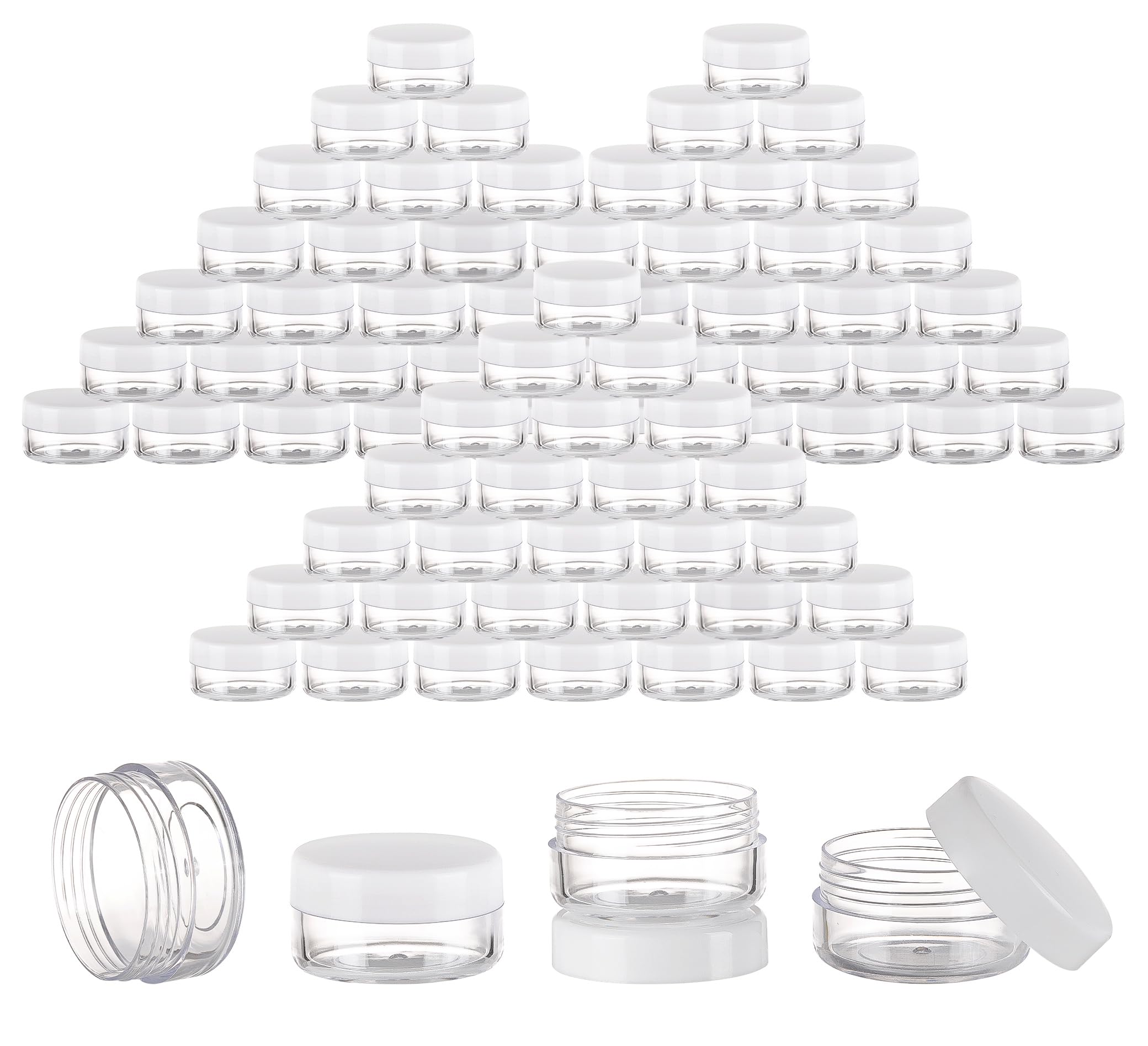 100 Count Mini Makeup Sample Containers With Lids 10G Plastic Cosmetic Containers Refillable Traveling Jars For Skin Care Produc