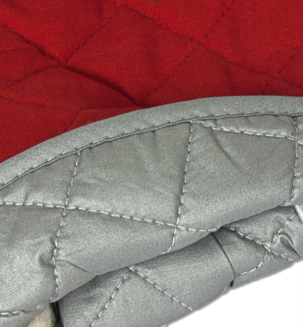 Nouvelle Legende Flame Retardant Kitchen And Bbq Heavy Duty Burn Protection Quilted Mitt, 17 Inches, Red, 2-Pack