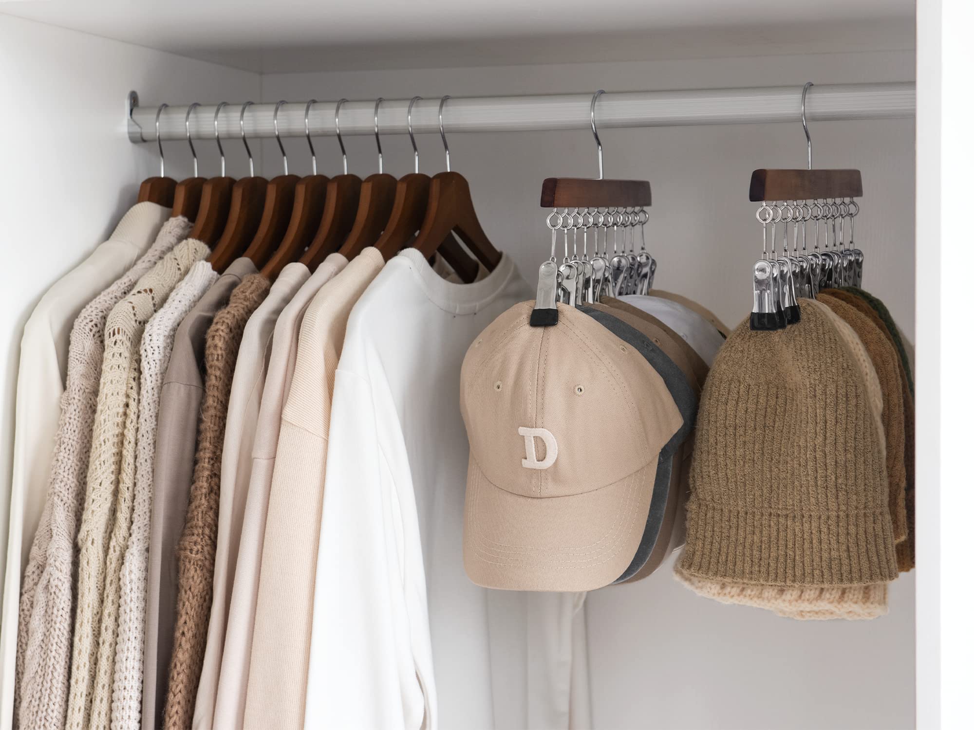 Storageworks Hat Organizer, Hat Storage For Closet, Hat Racks For Baseball Caps, Set Of 2 Cap Organizer With 10 Adjustable Stain