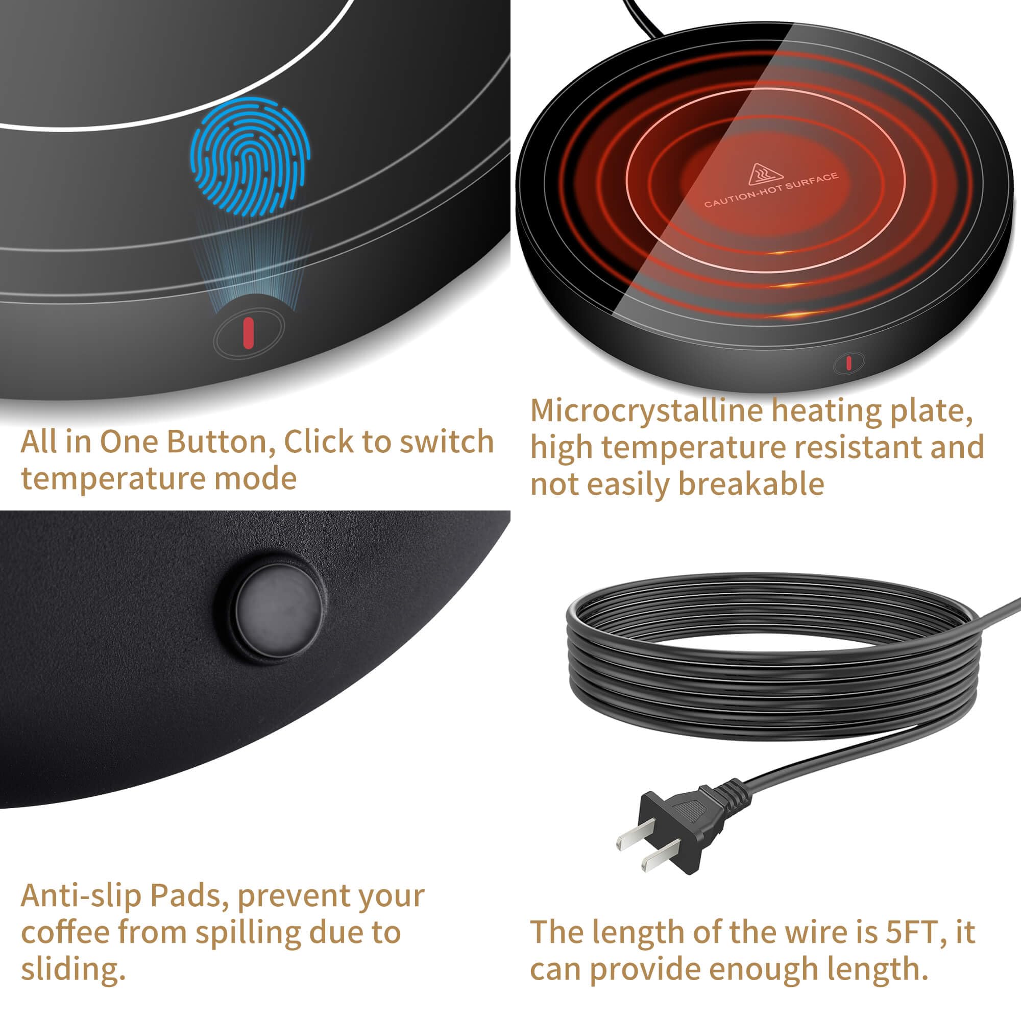 Coffee Mug Warmer For Desk 4H Auto Shut Off, Smart Coffee Cup Warmer With 3 Temperature Setting, Electric Mug Warmer Plate For C