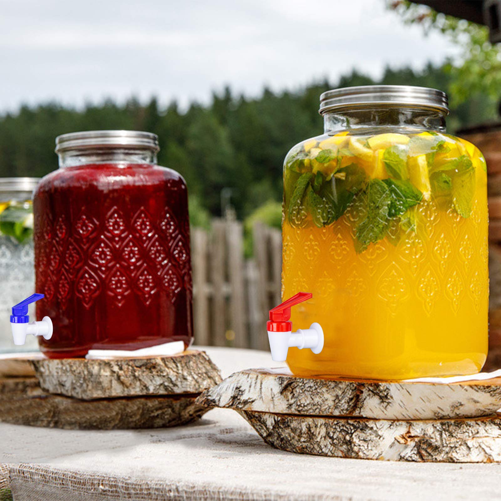 Ohoh 4 Sets Bpa-Free Replacement Cooler Faucet, 2 Blue And 2 Red Reusable Water Dispenser Tap Set, Internal Thread Plastic Spigo