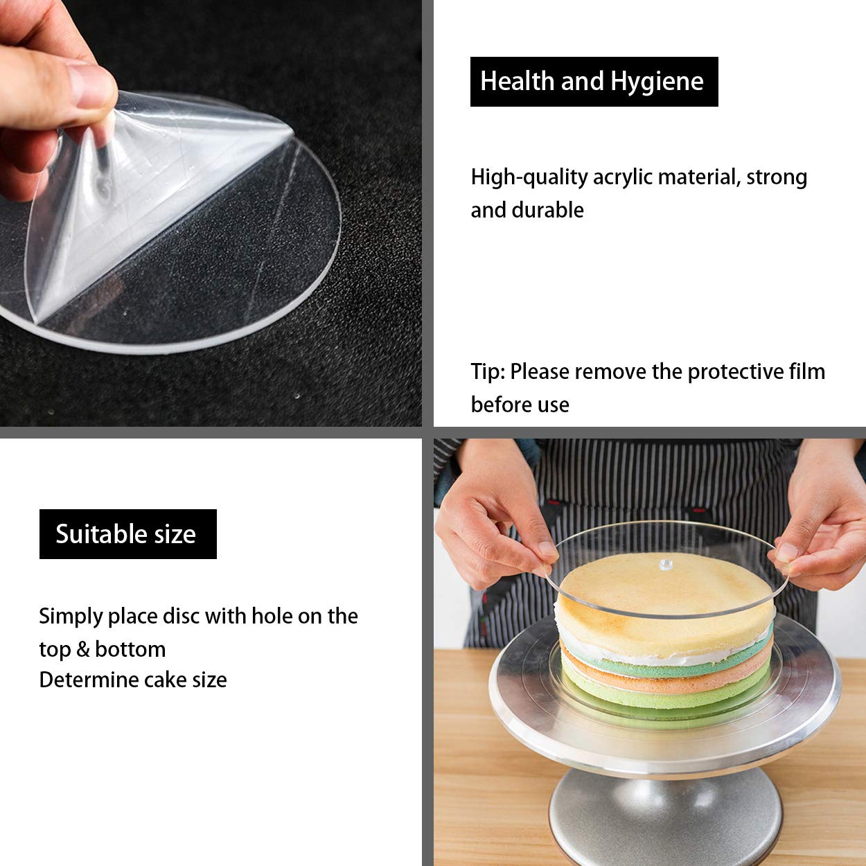 Eamate Acrylic Cake Discs Set - Round Buttercream Cake Decorating Tools With 6 Acrylic Discs(2 Each Of 6.25   , 8.25   , 10.25''