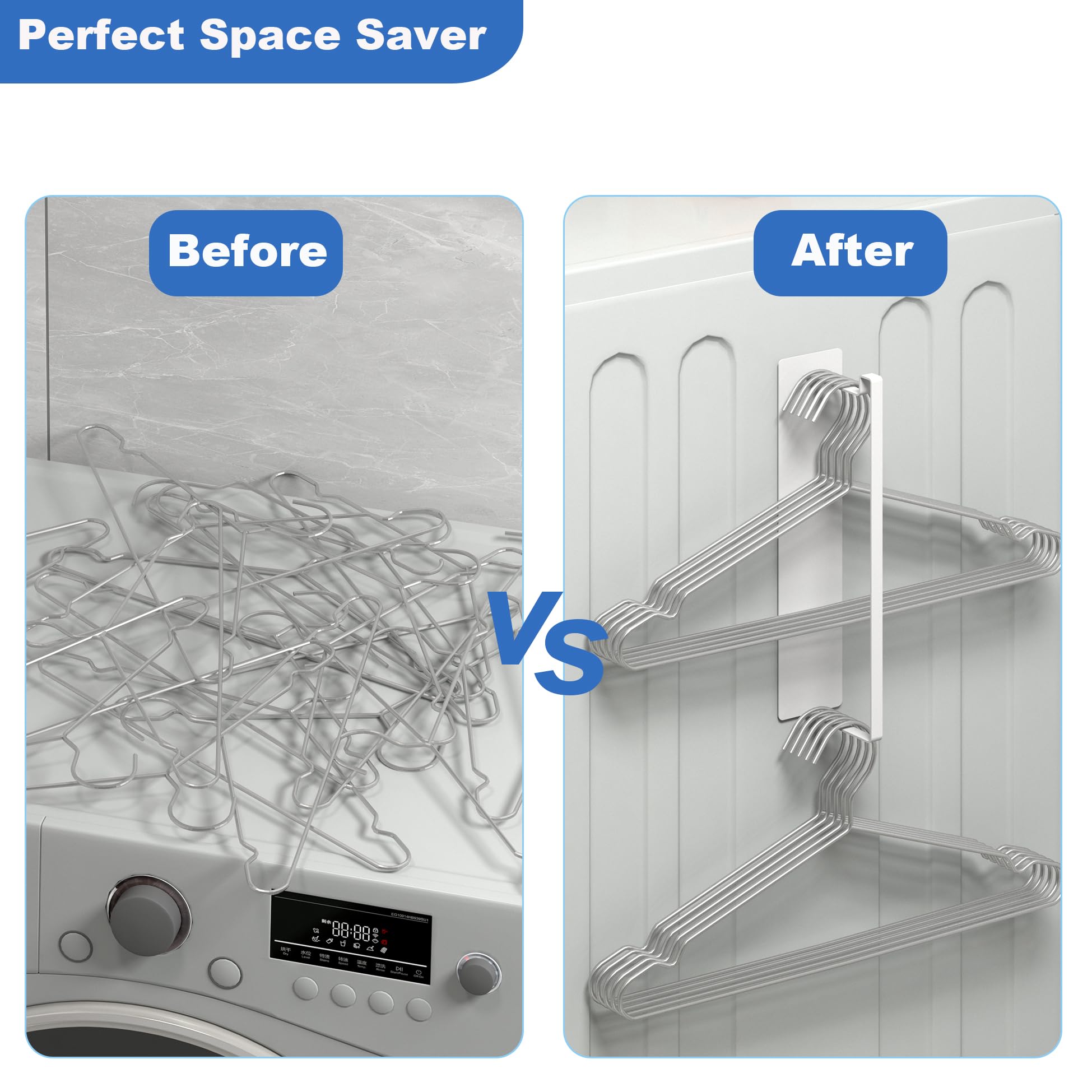 Thipoten Magnetic Hanger Organizer, 2Pack Hangers Holder For Dryer/Washing Machine, Holding Up To 30 Velvet/Wire/Plastic Hangers