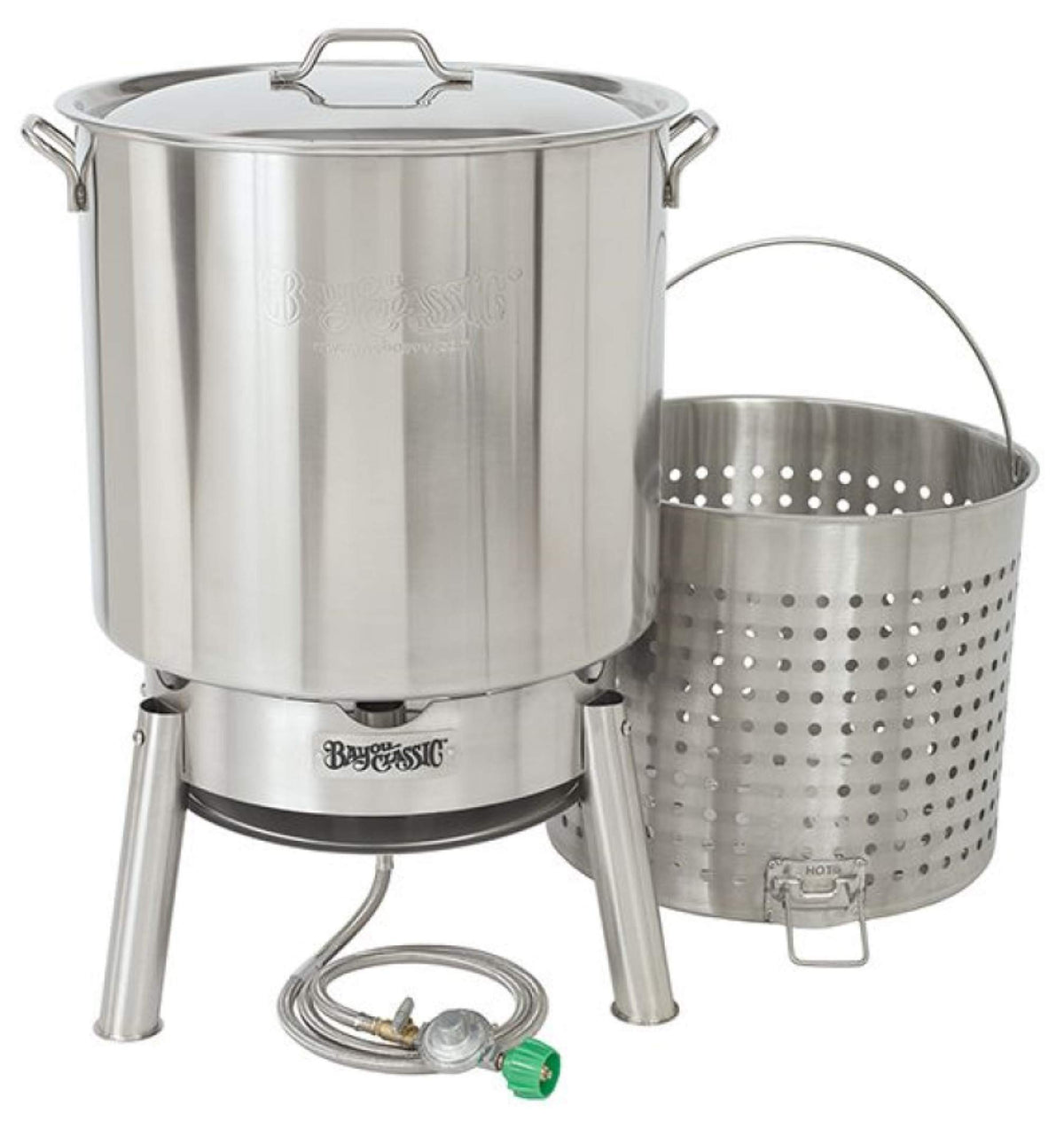 Bayou Classic Kds-182 Stainless Steel Boiler Cooker Kit Features 82-Qt Stainless Boiler With Lid, Boil Basket With Helper Handle