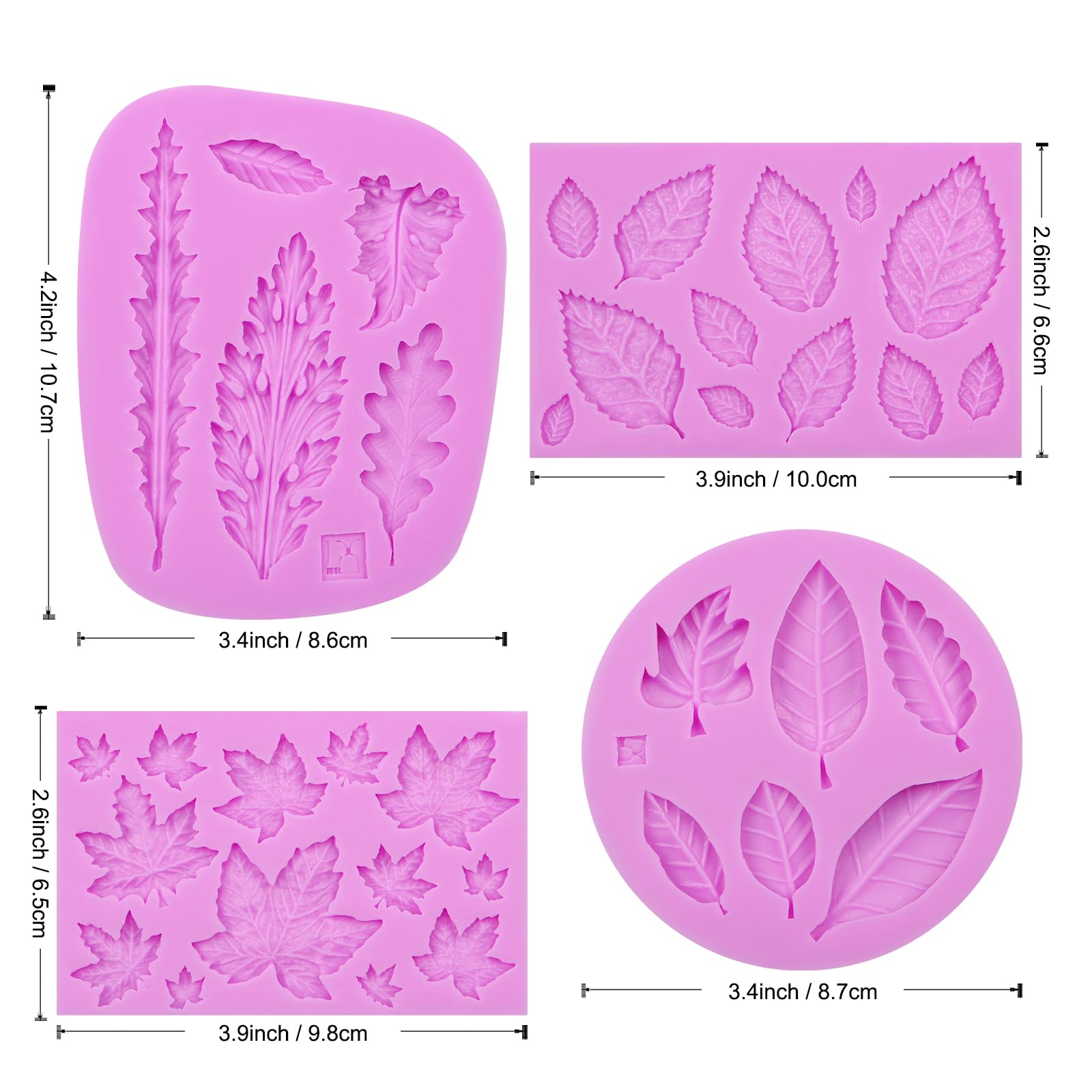 Leaf Fondant Silicone Molds, Maple Leaf Cake Mold, Fern Leaves Chocolate Baking Mold For Cake Decoration Cupcake Topper Candy Su