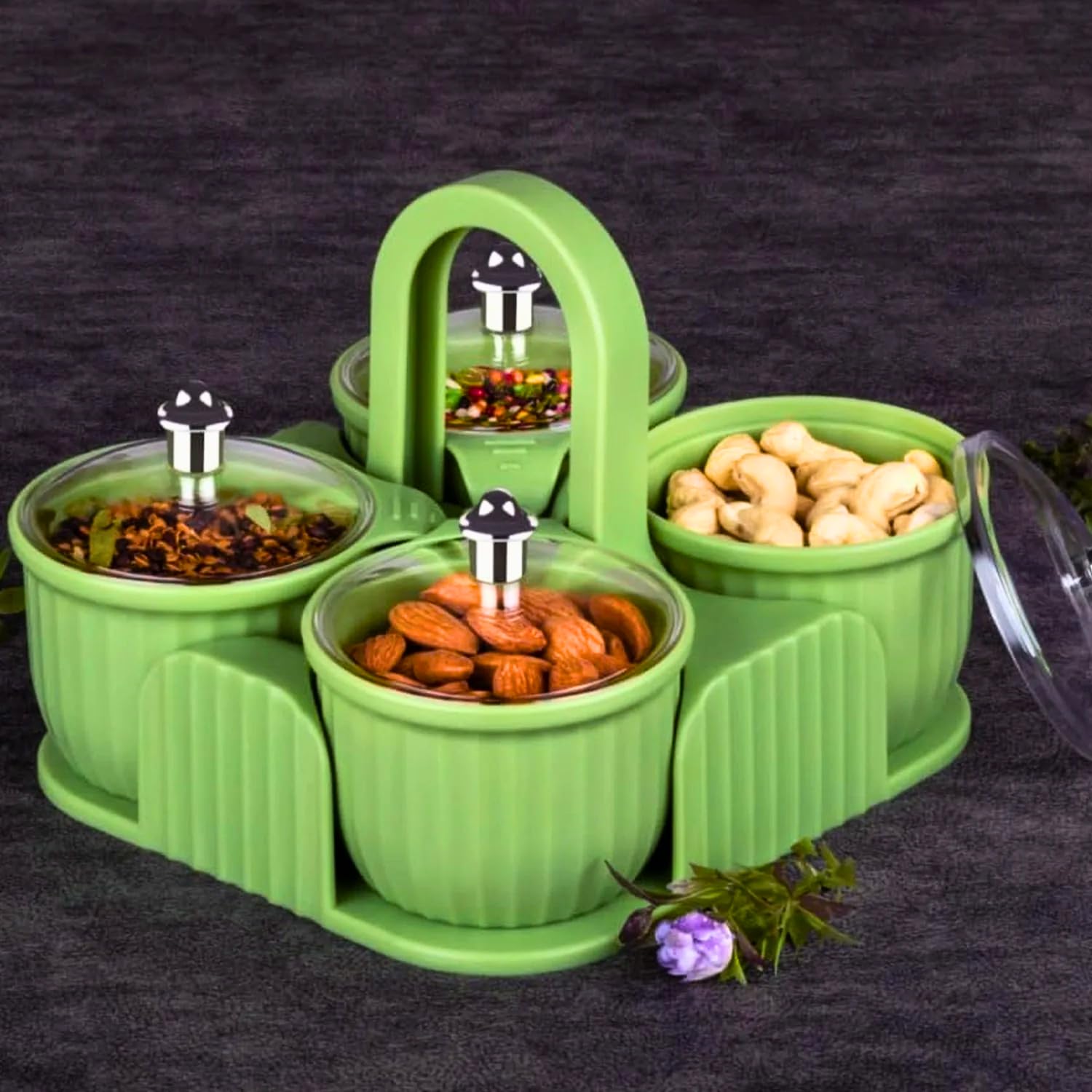Khuhap Multipurpose Masala Box For Kitchen & Spice Rack | 4 Pc Plastic Jar Set For Achar, Pickle, Mukhwas, Dry Fruit, Masala, Sw