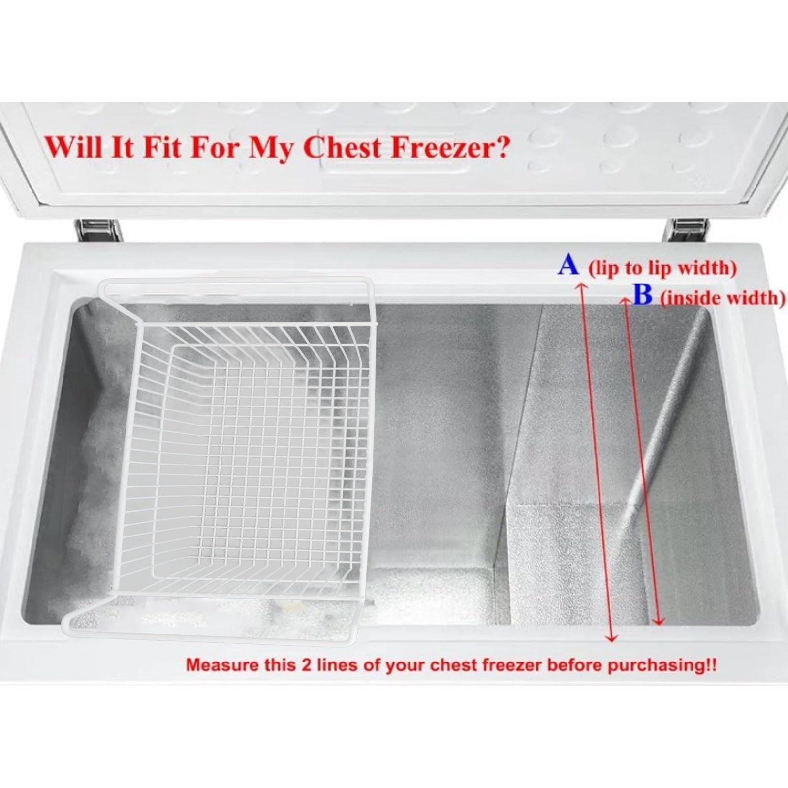 Freezer Organizer, Wire Storage Freezer Baskets With Handles For Upright Freezer Sort And Organize Foods, Set Of 2, Wire Storage