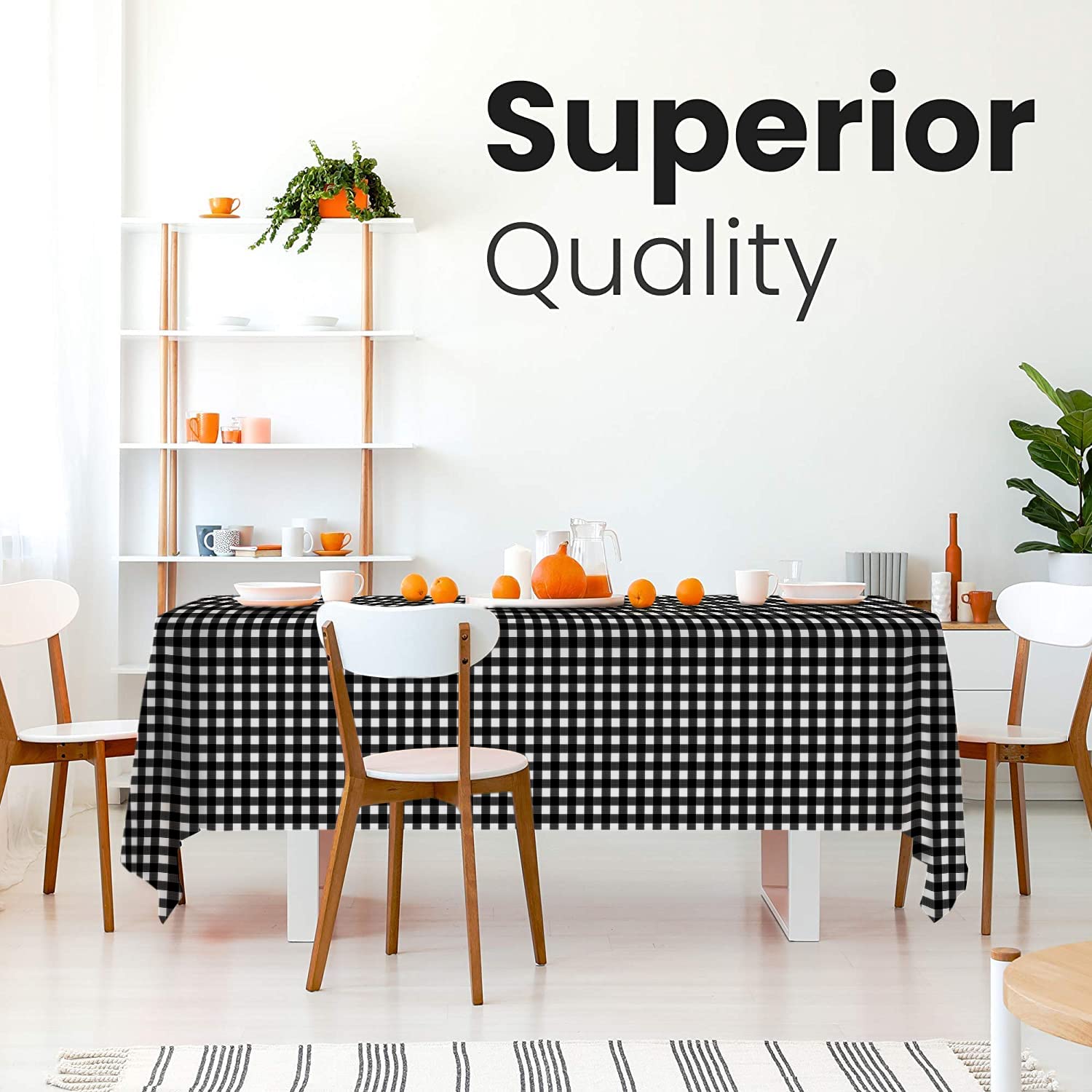 14 Pack Plastic Black Gingham Checkered Picnic Tablecloth 54 X 108 In. Rectangle Disposable Table Covers - Disposable Table Clot