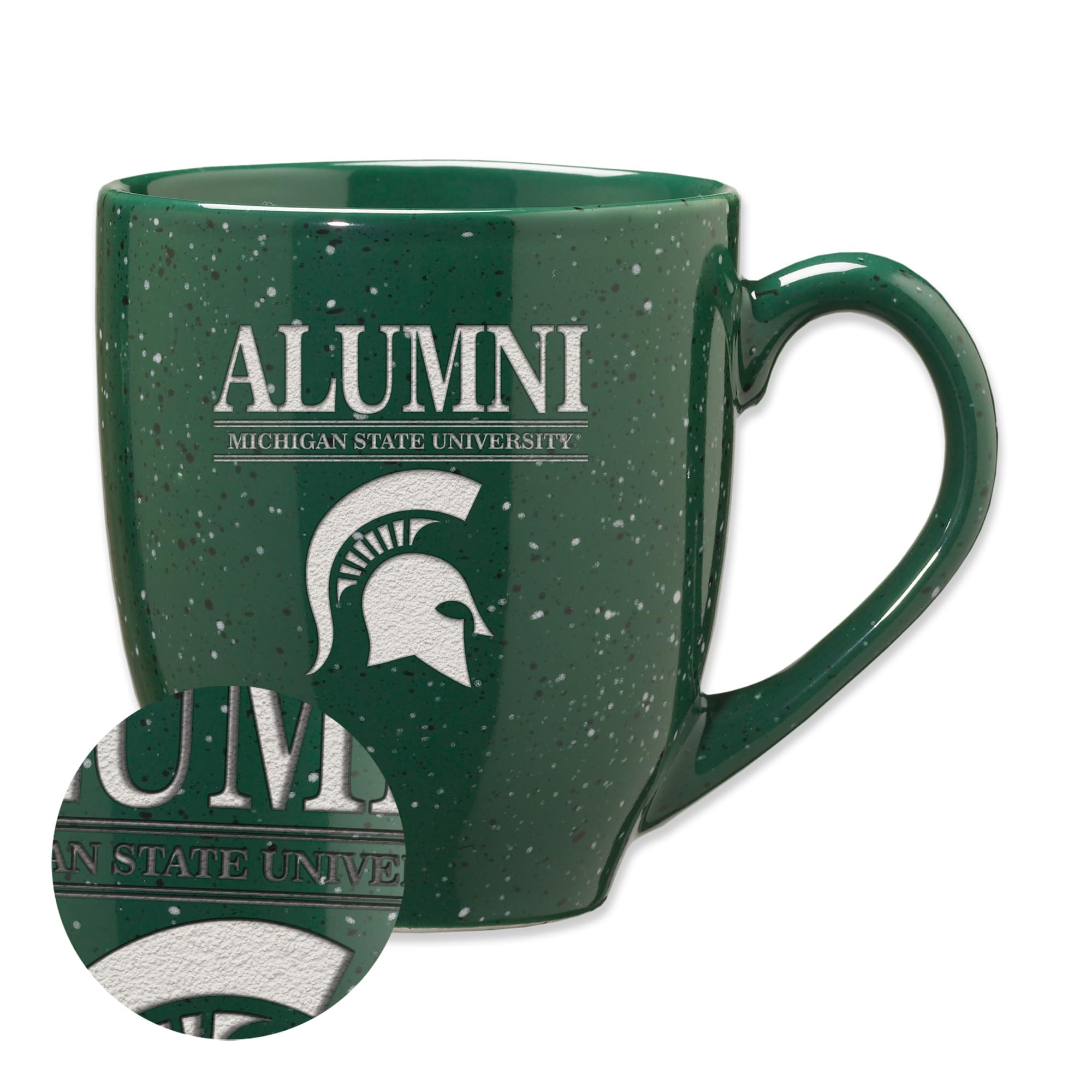 Rico Industries NCAA Michigan State Spartans Alumni 16 oz Team Color Laser Engraved Speckled Ceramic Coffee Mug