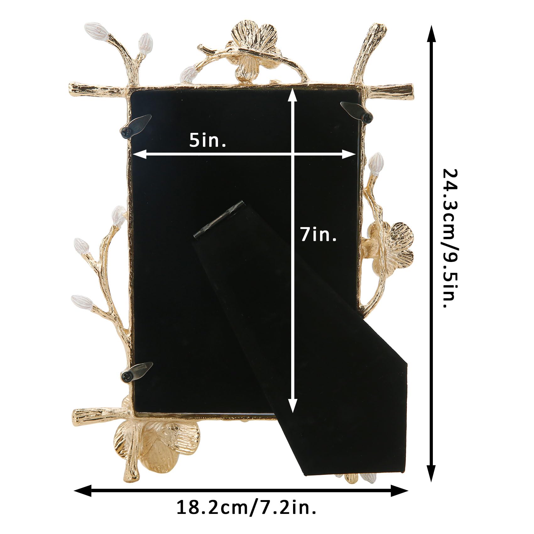 Goutangen Gold 5x7 Picture Frame Decor Ornate White Floral Photo Frames with High Definition Glass Front, Art Decor Tabletop Dis