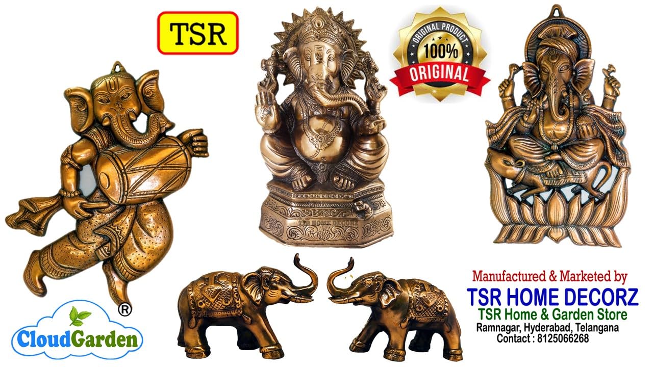 Tsr Home Decorz Metal Om Swasthik Ganesha 10 Inch Size, Wall Hanging Sculpture Decorative For Gifting Housewarming Main Door, En