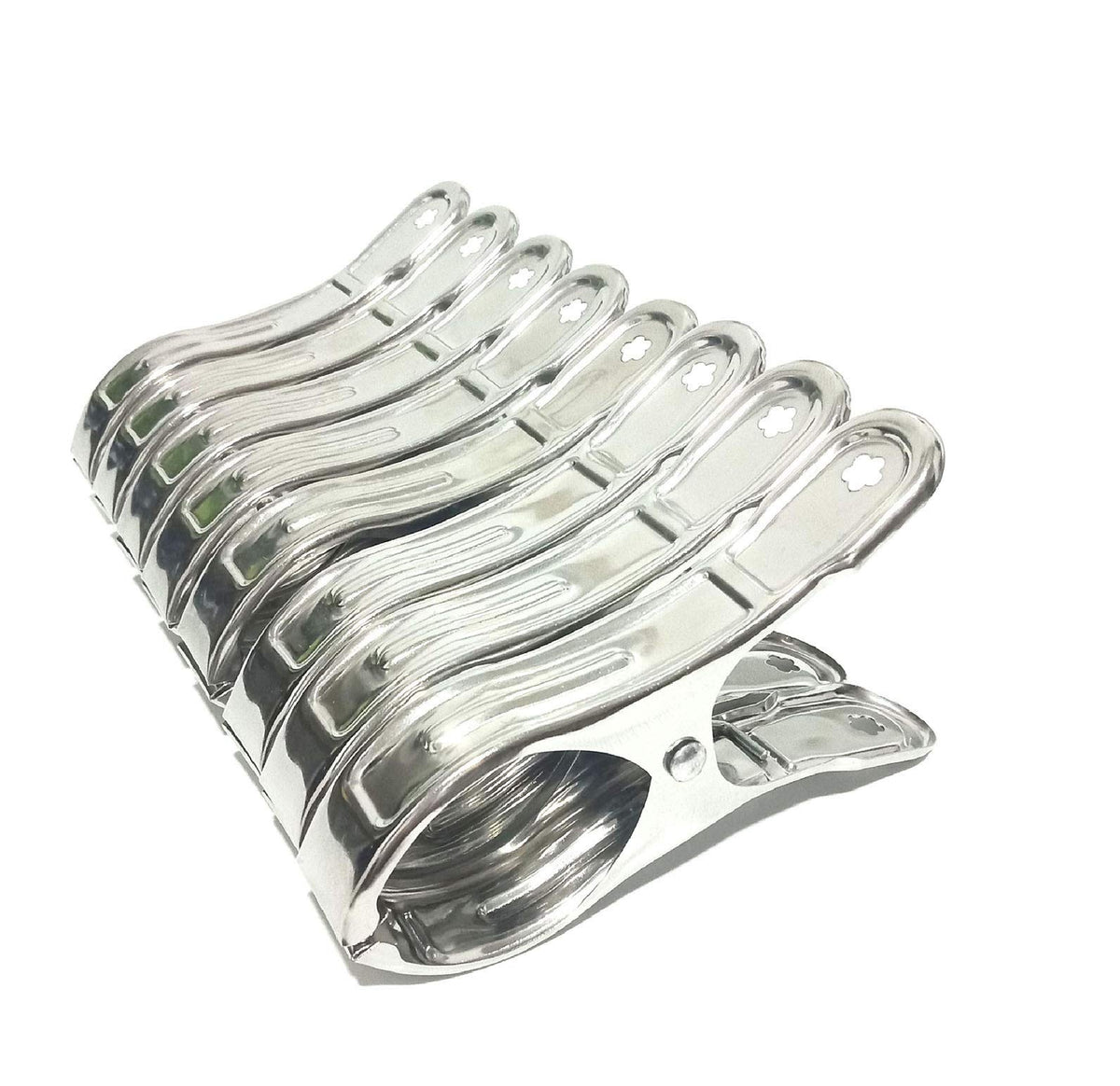 8 Pack Stainless Steel Clothespins, 4.7 Inch Towel Clips For Beach Chairs,Giant Clothes Pins,Metal Clip - Keep Your Towel From B