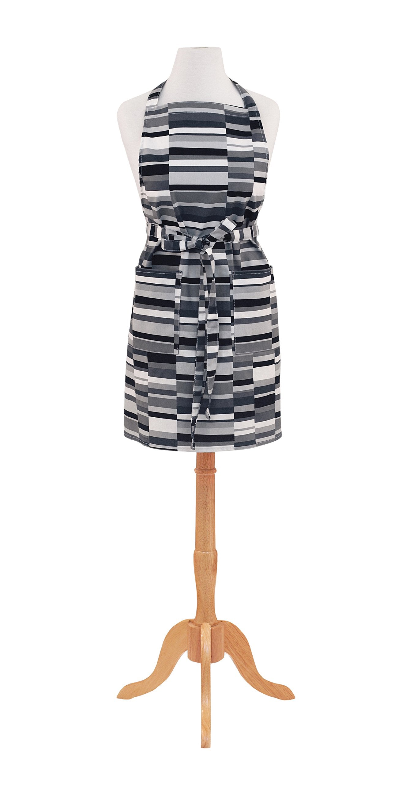 Asd Living Steps Retro Print Cotton Butcher'S Apron, One Size, Black/White