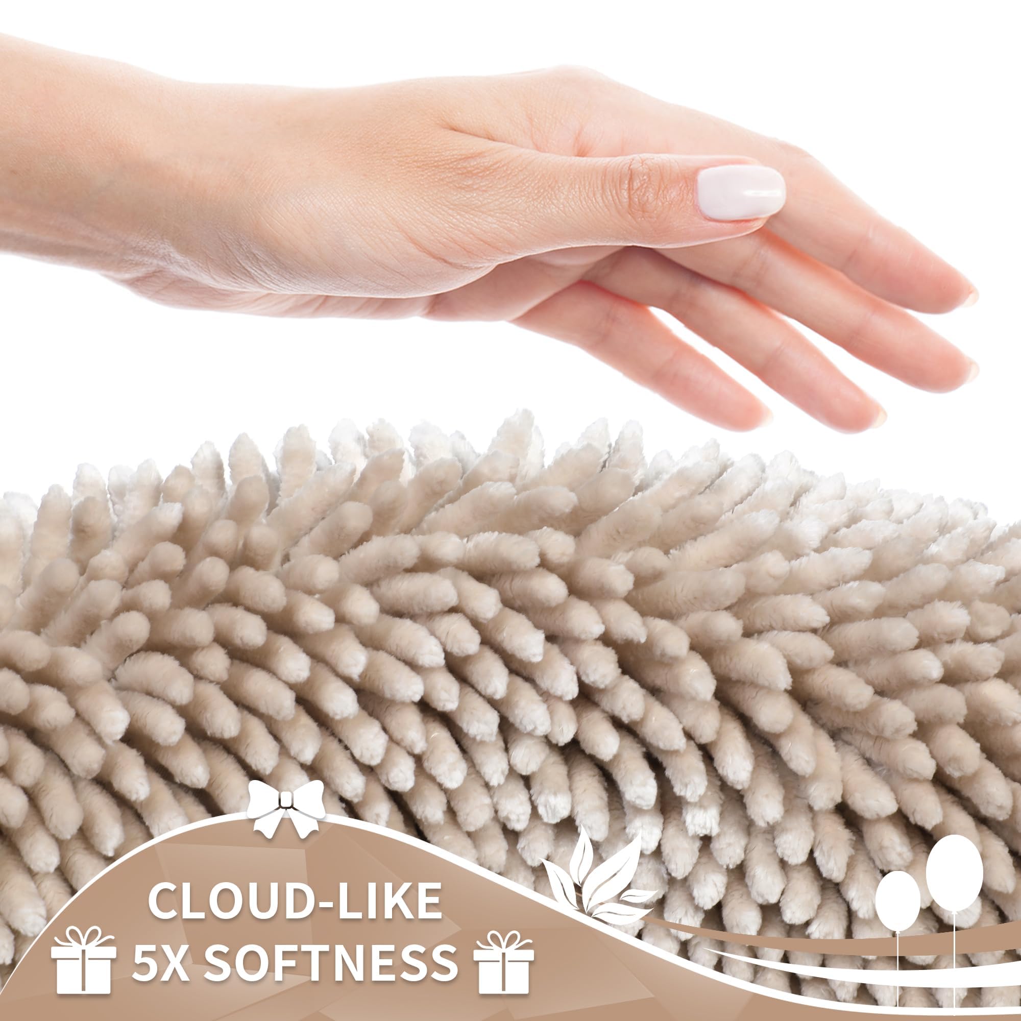Yimobra Bathroom Rug  Chenille Extra Soft and Absorbent Shaggy Bath Mat  Non Slip  Machine Washable Dry  Plush Floor Carpet for Tub  Shower and Bath Room (17 Inches X 24 Inches  Khaki)