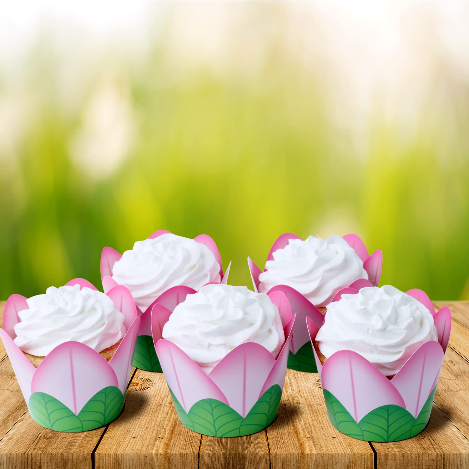Flower Cupcake Wrappers 36 Count - Pink Flower Cupcake Holders - Petal Cupcake Wrappers - Great For Baby Showers - Easy Set Up F