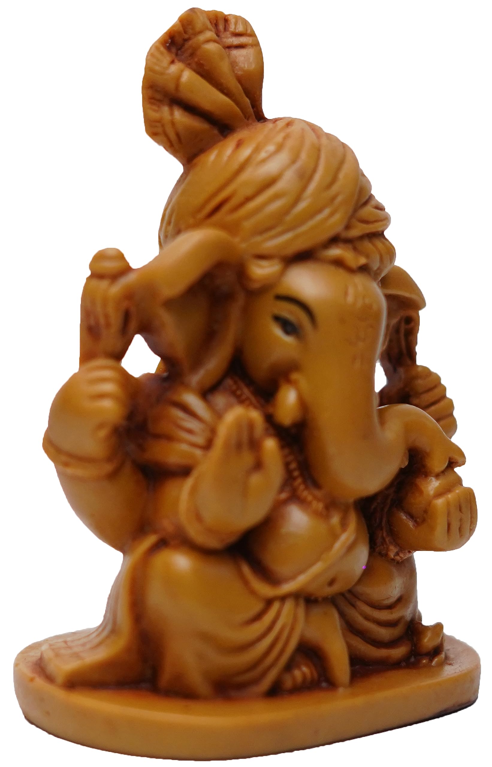 KariGhar Feta Ganesh Idol Perfect Idol for Car Dashboard/ Home/ Living Room/ Puja Room/ Gifting (Brown, 2X2.75X4 inches)