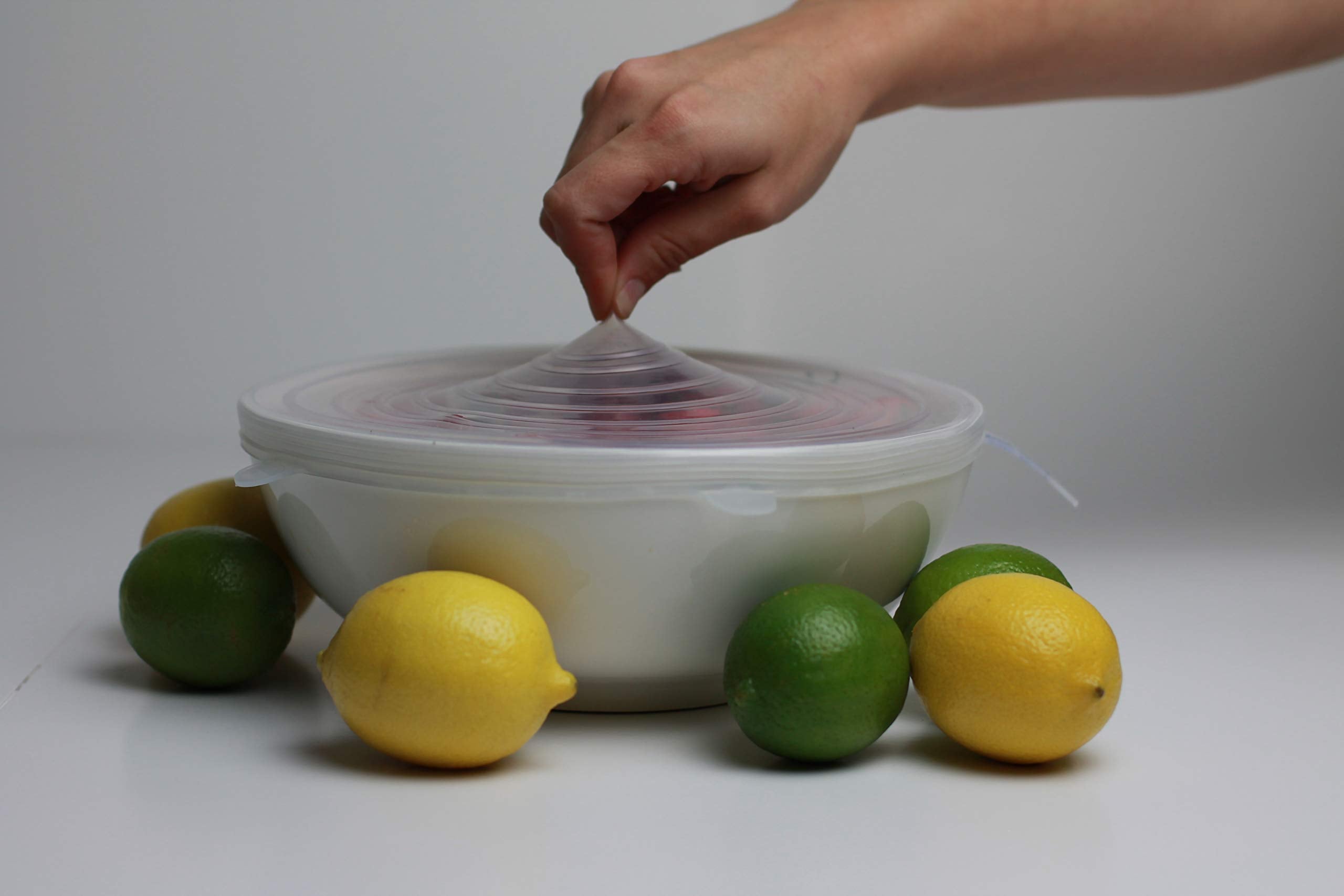 Silicone Stretch Lids Reusable Food Covers, 7-Pack (Exclusive Jumbo Super-Size) Stretchable To Fit Various Shapes & Sizes. Freez