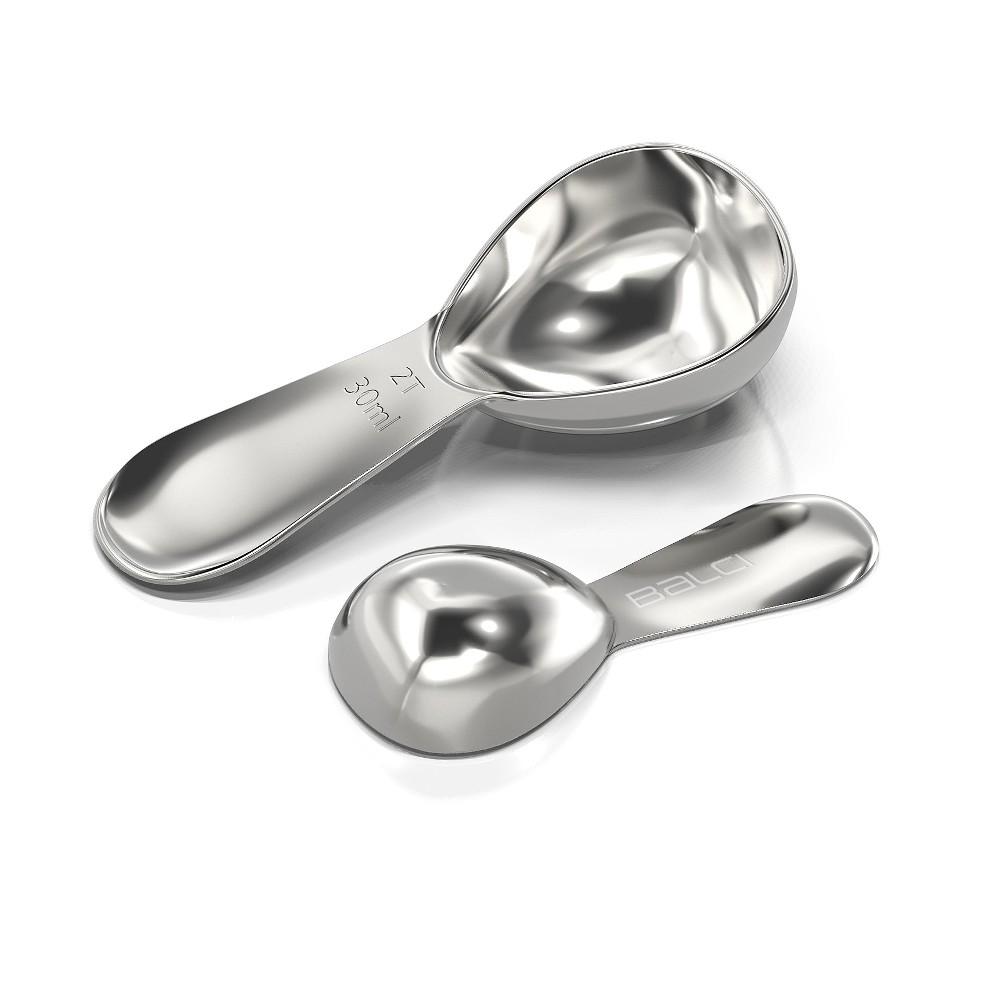 Balci - Stainless Steel Coffee Scoop Set (1&2 Tablespoon, 15Ml And 30Ml) Exact Measuring Spoons For Coffee, Tea, Sugar, Flour An