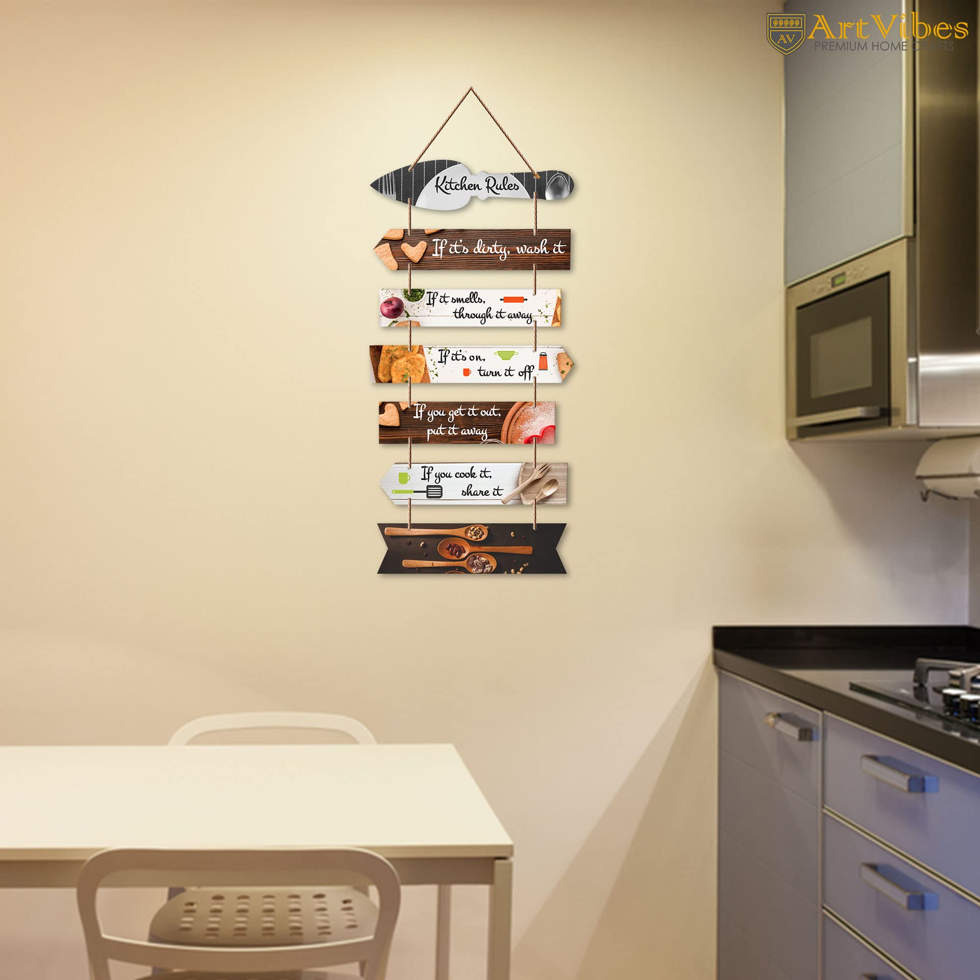 Artvibes Kitchen Quotes Wooden Wall Hanging for Home Decor | Decorative Item for Kitchen | Gifts | MDF Wood Wall Hanger for Deco