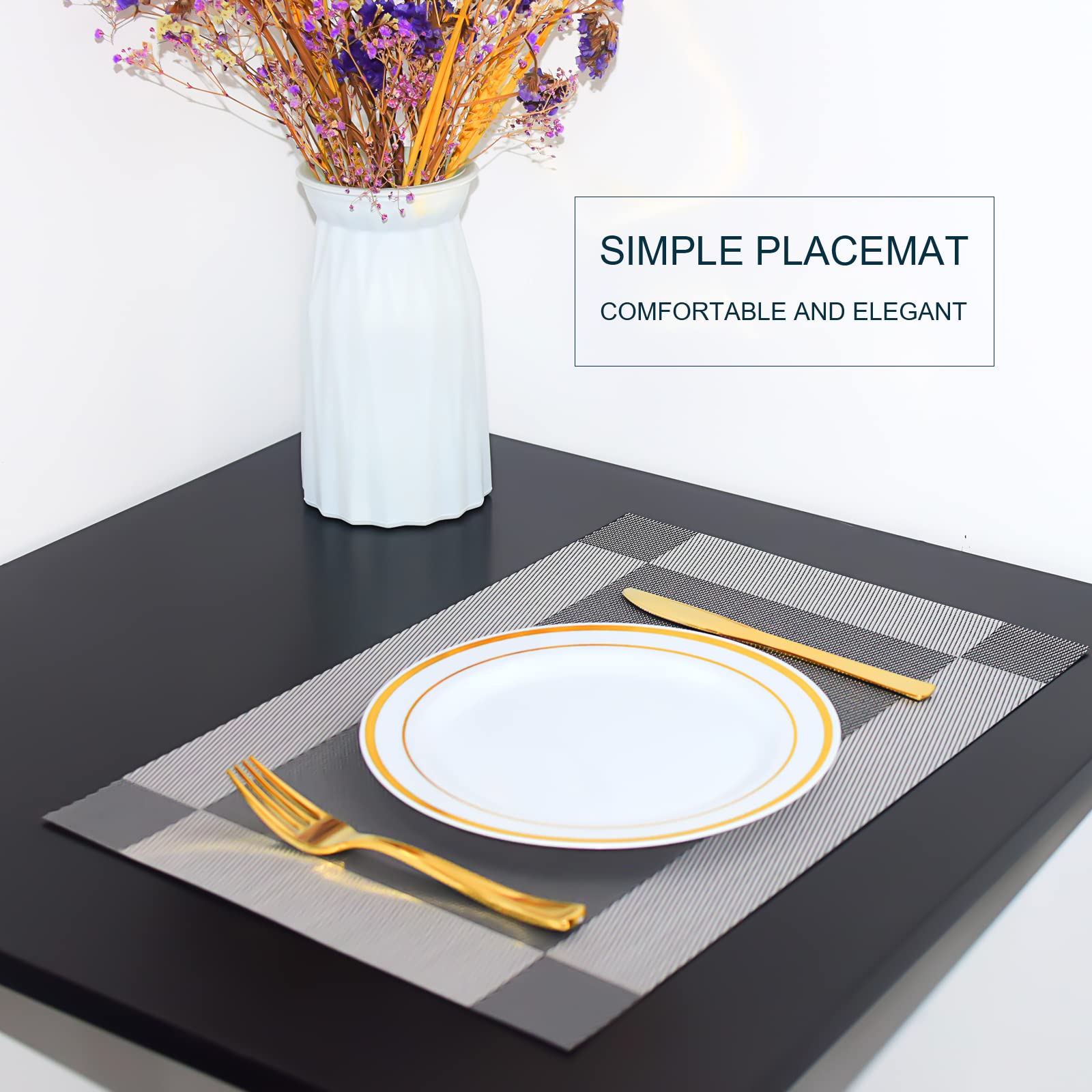 Fgsaeor Placemats,Table Place Mats For Kitchen Dining, Heat-Resistant Anti-Skid Stain Washable Pvc Table Mats, Easy To Cleaning