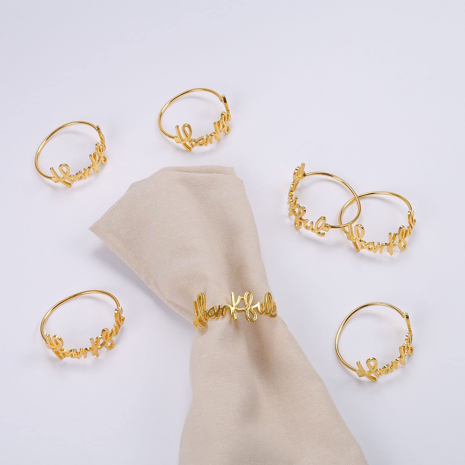 Thanksgiving Napkin Rings Set Of 12, Gold Napkin Holder For Autumn, Harvest Festival, Banquet, Fall Serviette Buckles For Table