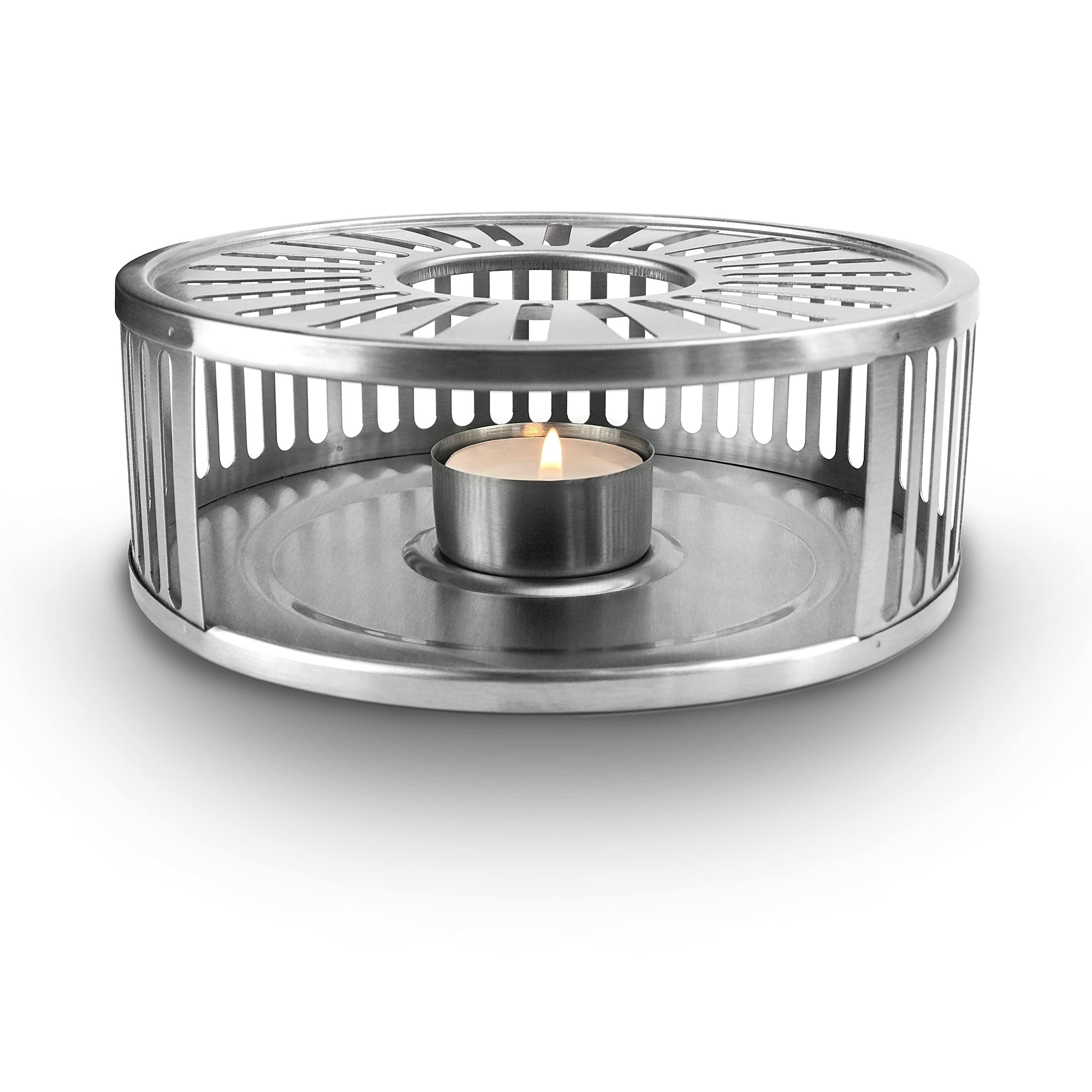 Creano Black Stainless Steel Tea Warmer with Tea Light Holder - Tea Cosy - Stable Not Rattling - Rechaud Suitable for All Teapots