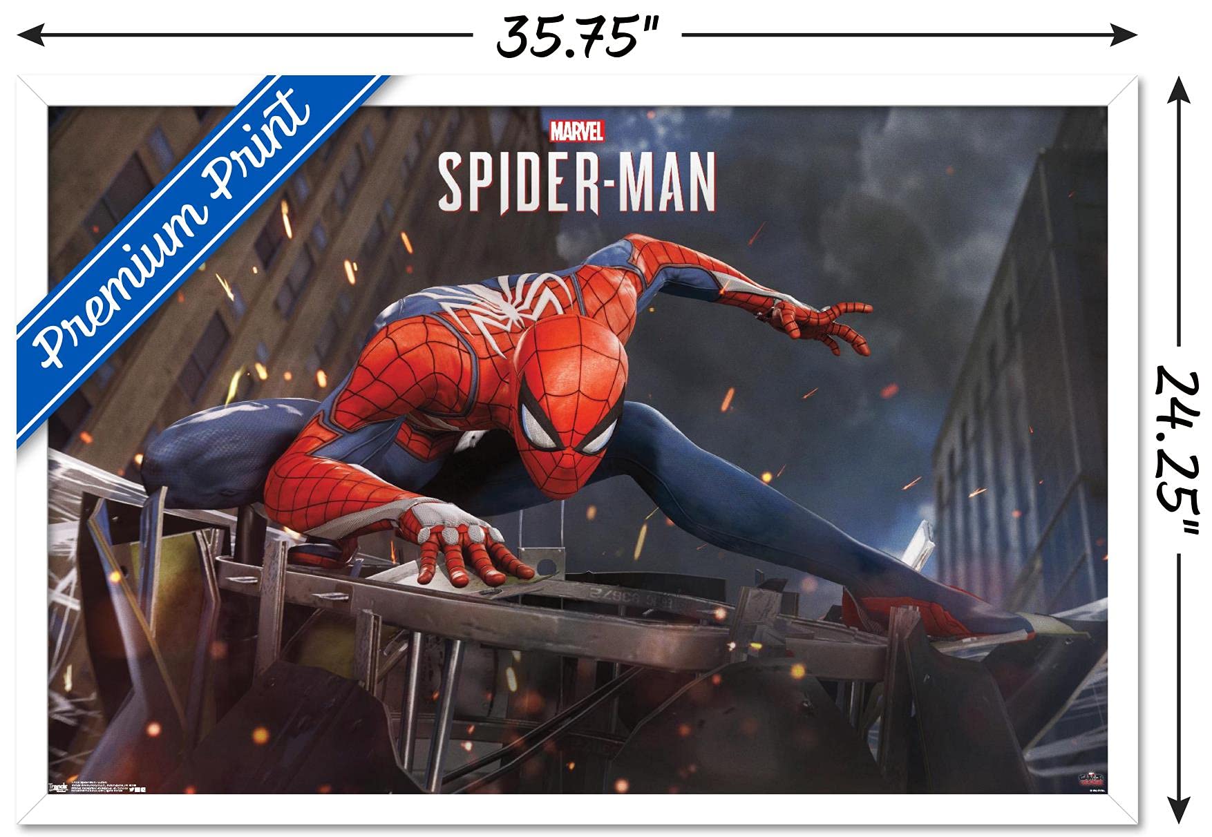 Trends International Marvel Comics - Spider-Man - Action Wall Poster, 22.375'' X 34'', White Framed Version