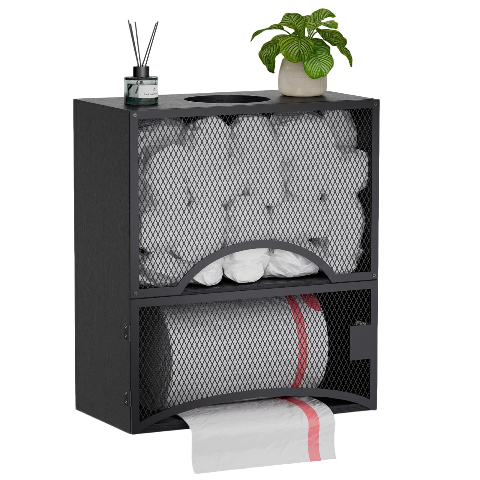 InnJoey Trash Bag Dispenser 2 in 1 Under Sink Organizer, Black