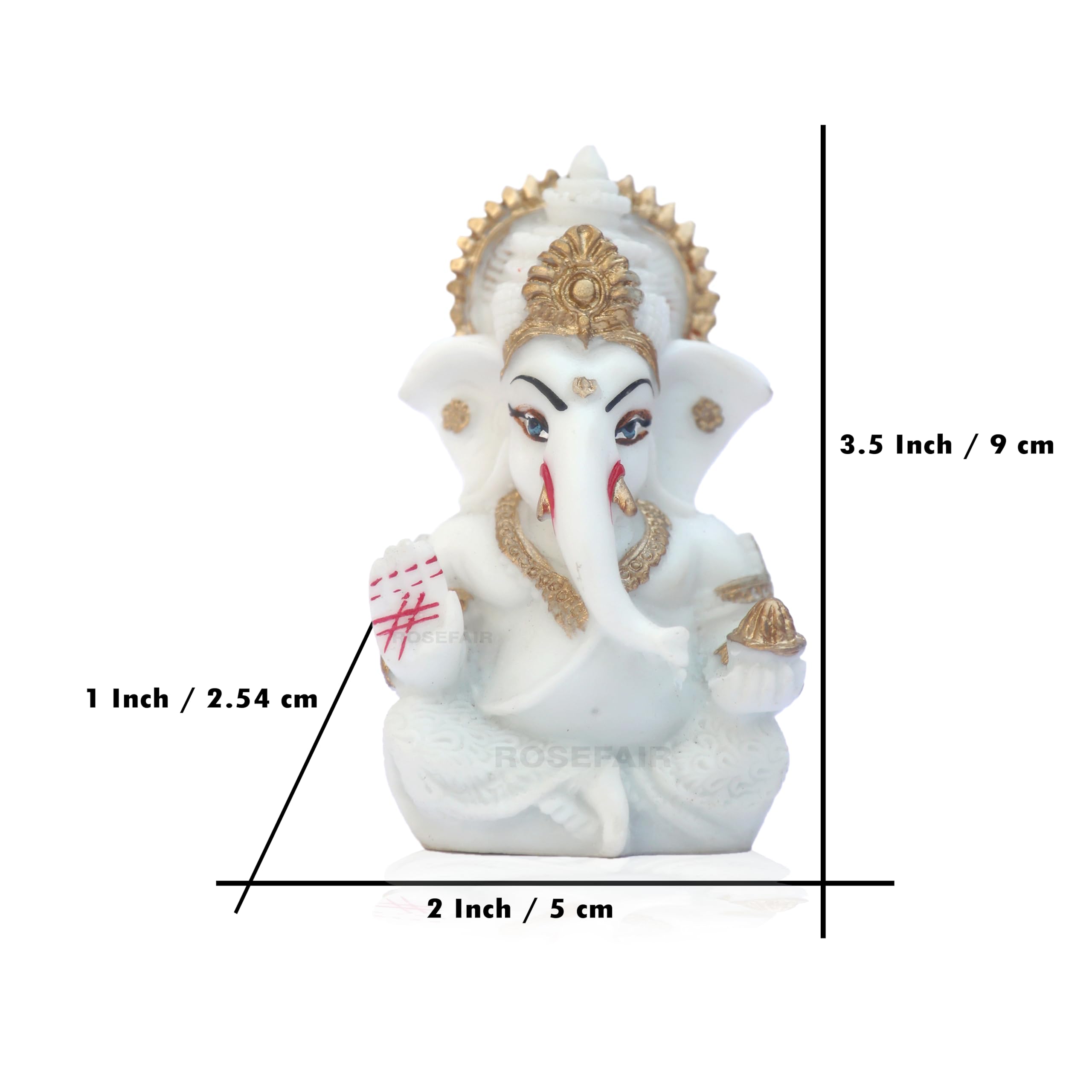 Rosefair Ganesh Statue For Car Dashboard  Resin, 3.5 Inch | Baby Ganesha Idol For Home, Office, Desk, Pooja | Ganesh Festival De