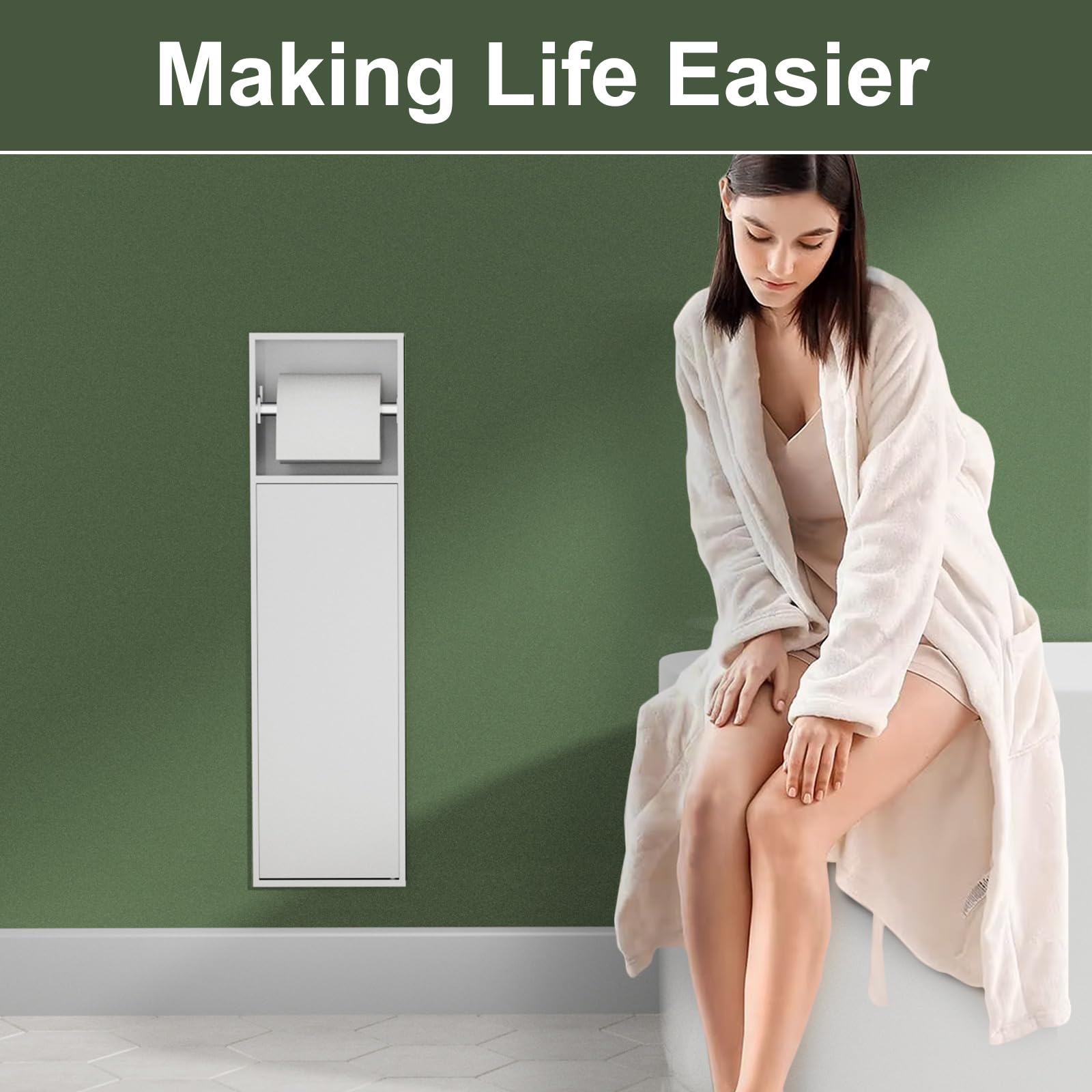 Baronage Recessed Toilet Paper Holder With Toilet Brush, 24 Inch Over-Mounted Wall Toilet Roll Holders, Stainless Steel Toilets