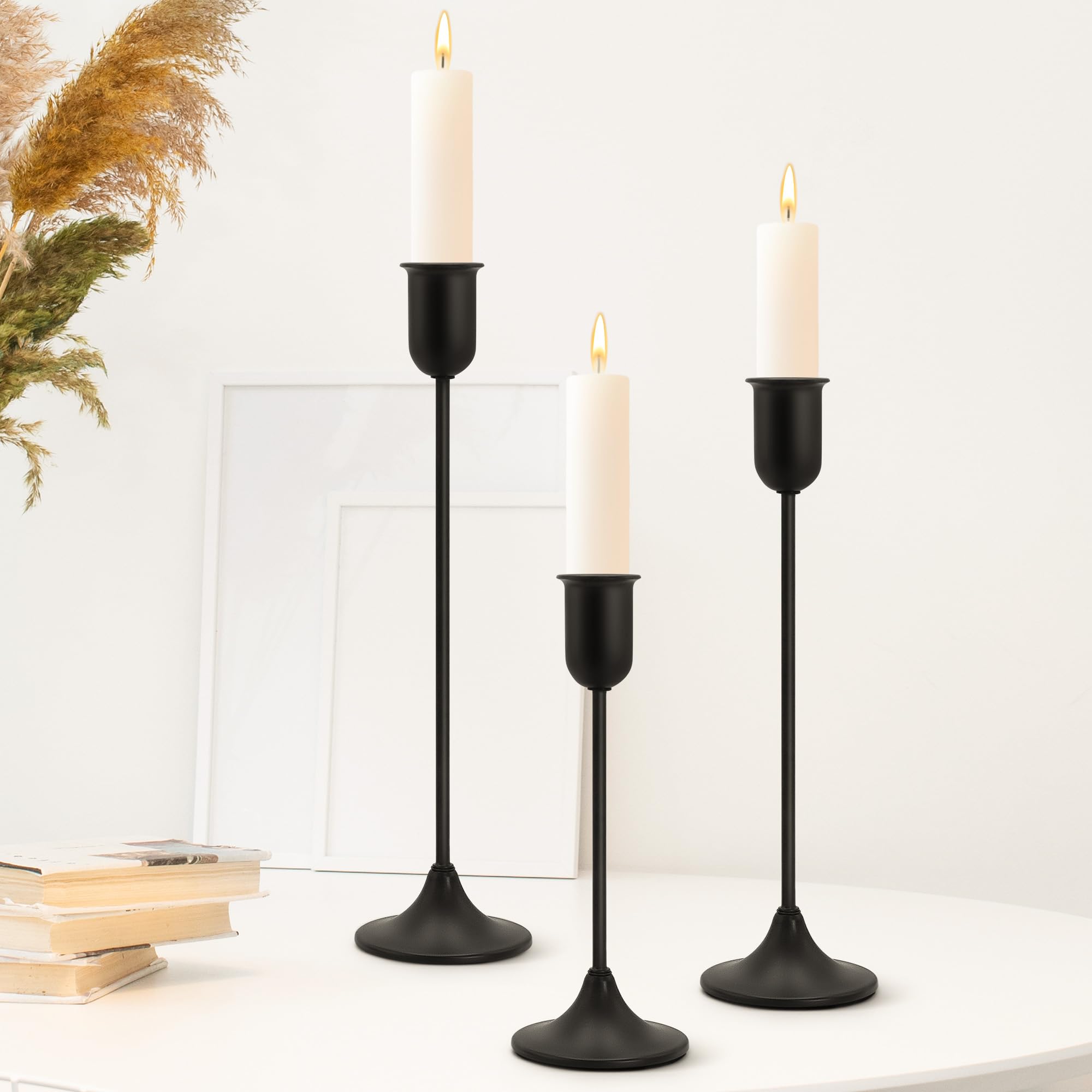 EAST FLAME Candle Holder - 3 PCS Candlestick Holders - Vintage Candle Stick Holder - Modern Decorative Centerpiece - Cozy Atmosp