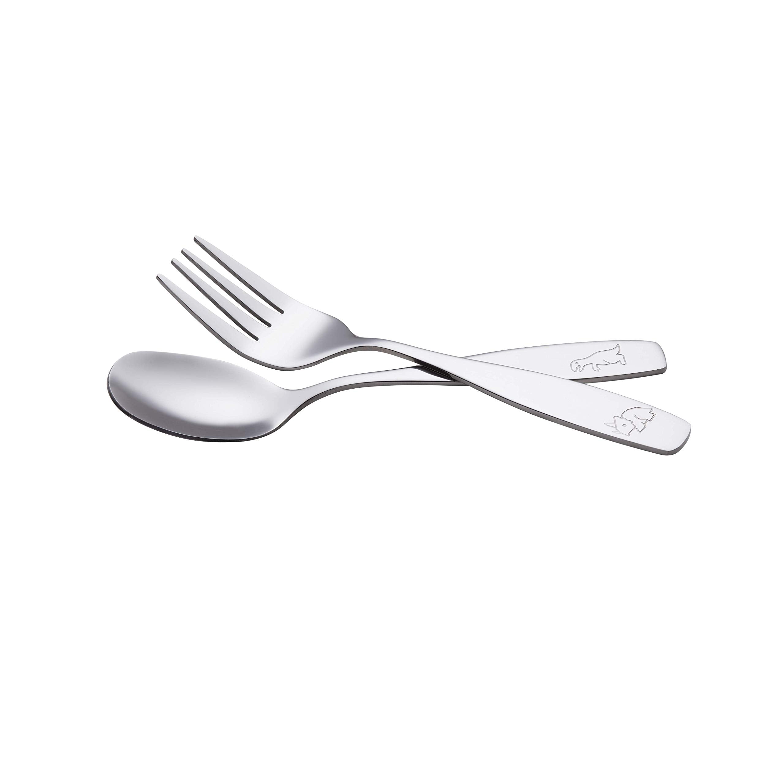 ANNOVA Children's Flatware 6 Pieces Set - Stainless Steel Silverware 3 x Safe Forks, 3 x Dinner Spoons - Kids Toddler Utensils L