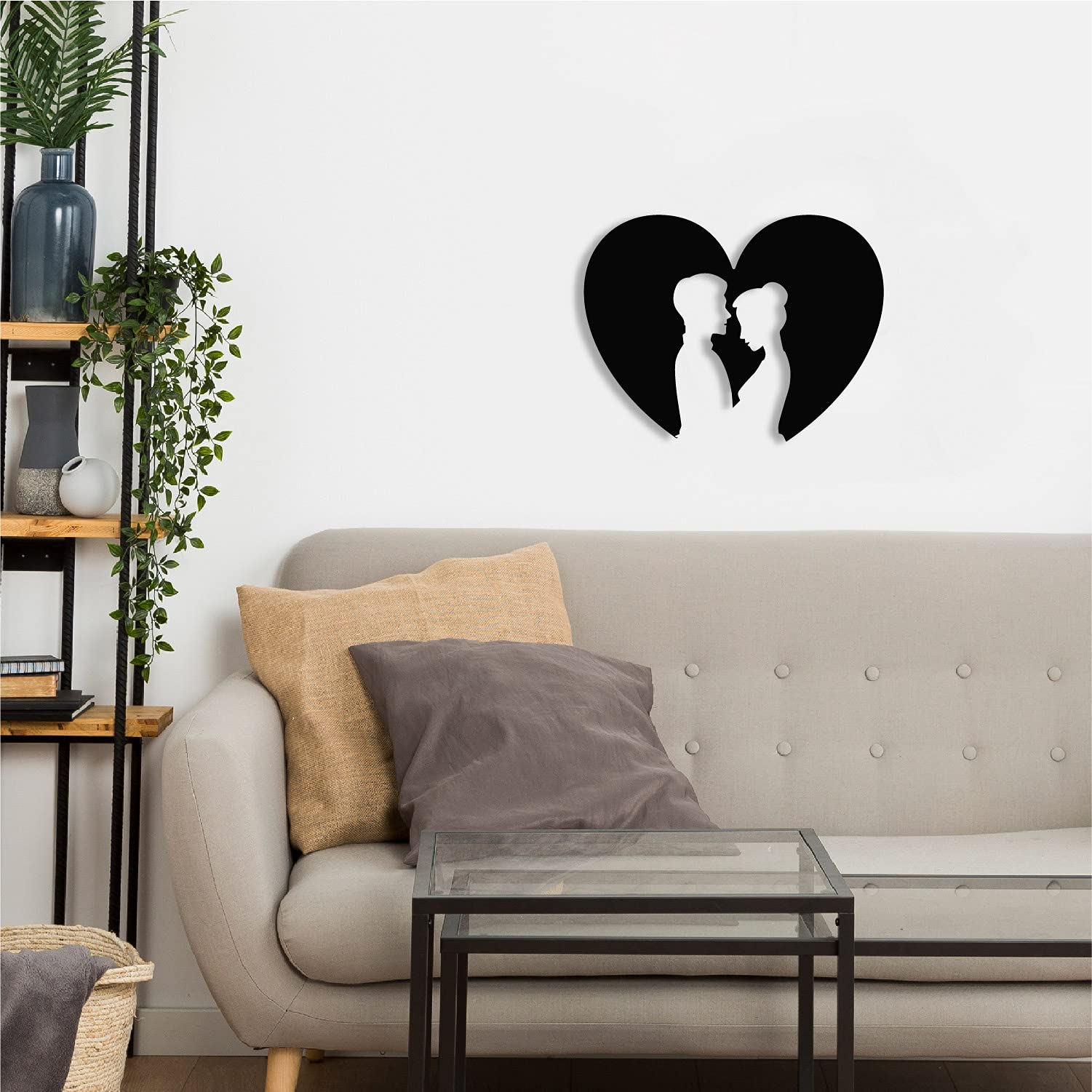 Ecraftindia Loving Couple Heart Wooden Wall Decor For Living Room Bedroom|Home Wall Decor Item Wall Art For Home Decor Valentine