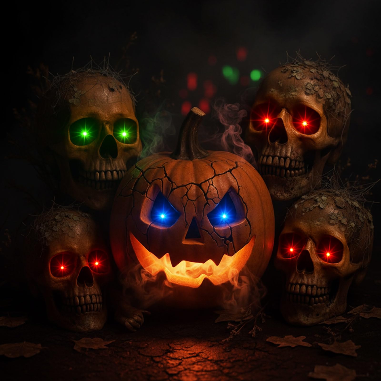 Retisee 18 Pack Halloween LED Light up Glowing Eyes with Controller Glowing Eyes Lights for Halloween Costume Cosplay Skulls Ske
