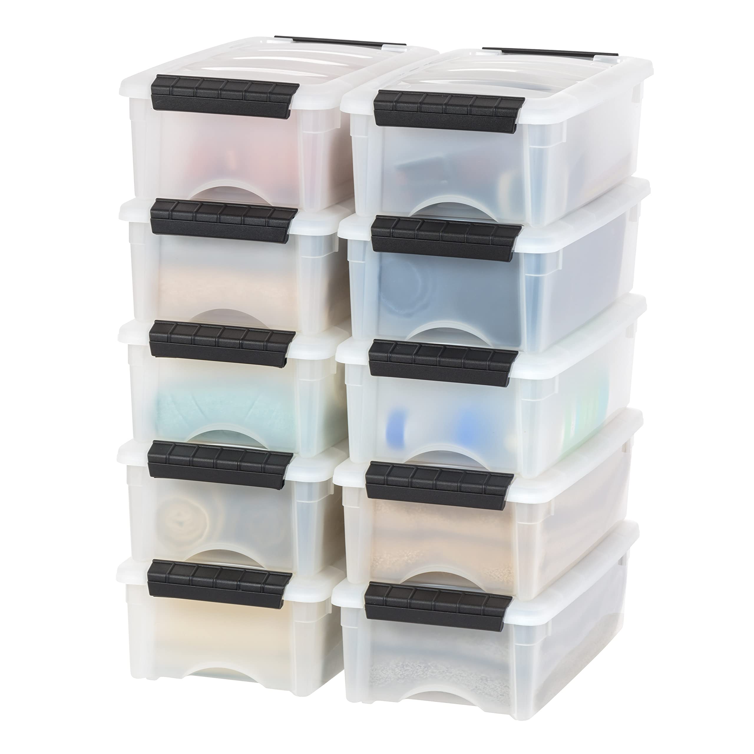 Iris Usa 6 Quart Stackable Plastic Storage Bins With Lids, 10 Pack - Bpa-Free, Made In Usa - Discreet Organizing Solution, Latch