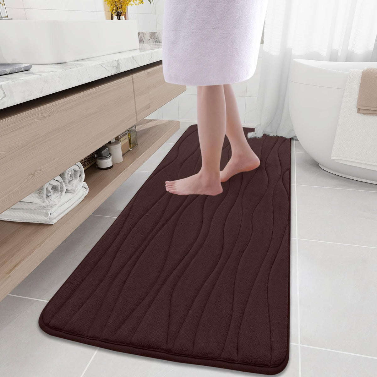 Buganda Memory Foam Bathroom Rug Mat 70X24, Extra Soft And Absorbent Bath Mats, Non-Slip And Machine Washable Bath Rugs For Bath