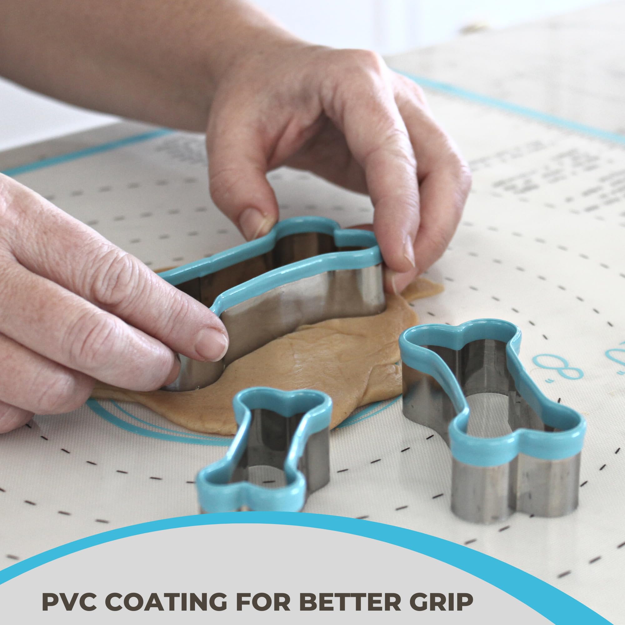 Simply Unleashed 3 Piece Dog Bone Cookie Cutter Set With Pvc Coating For Homemade Dog Treats, Biscuits, Fondant, Pastries, Sandw