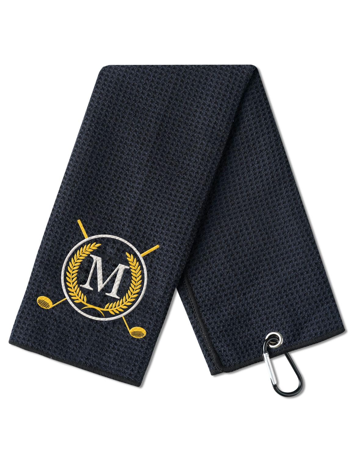 CybGene Golf Towel Gifts - Microfiber Golf Towels for Men and Women on Birthday, Christmas, 16 x 24 , Black, Initial M