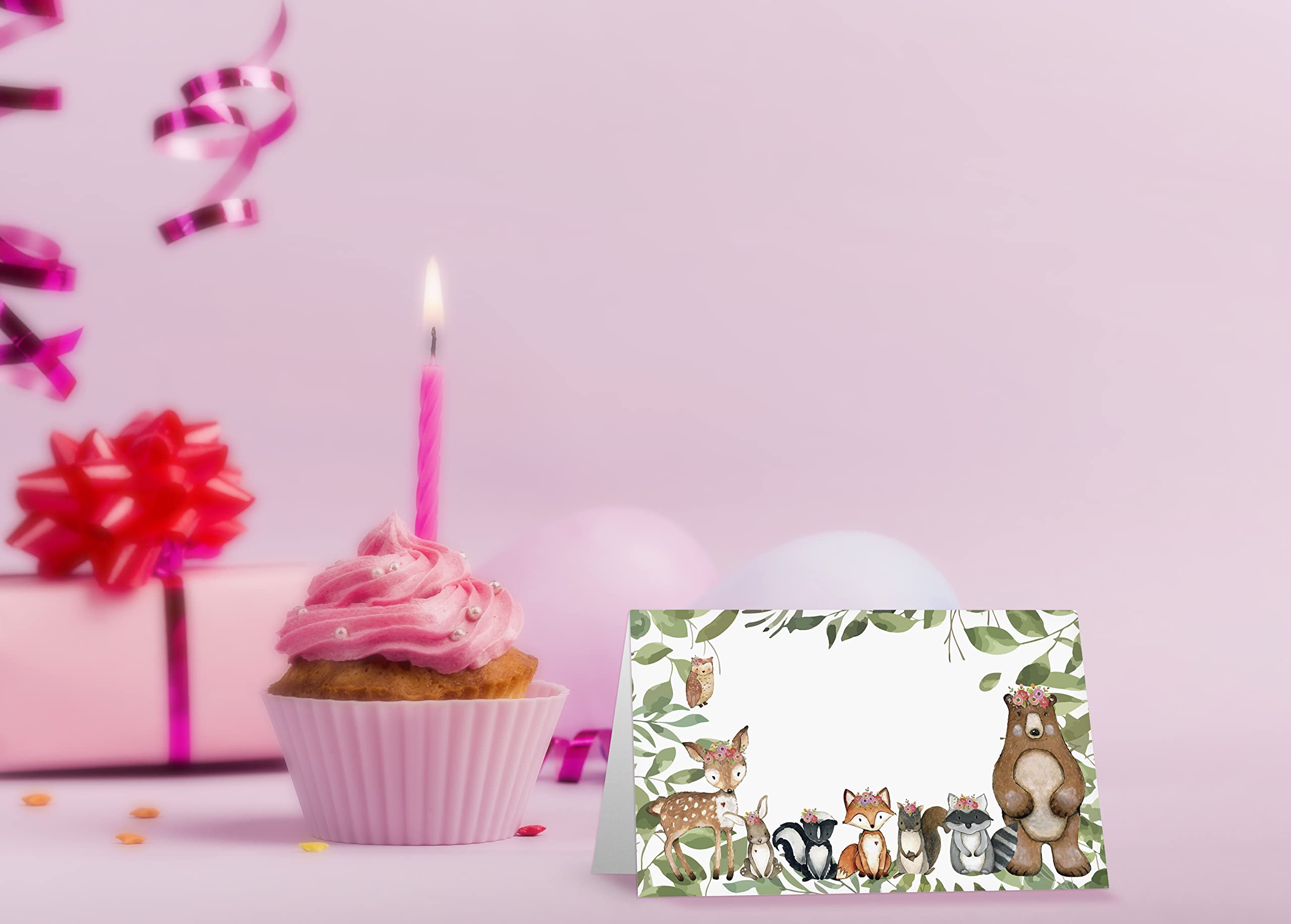 Table Place Card, Jungle Safari Animal Themed Tent Style Cards, Pack Of 25 Half-Fold Reception Place Cards, Perfect For Baby Sho