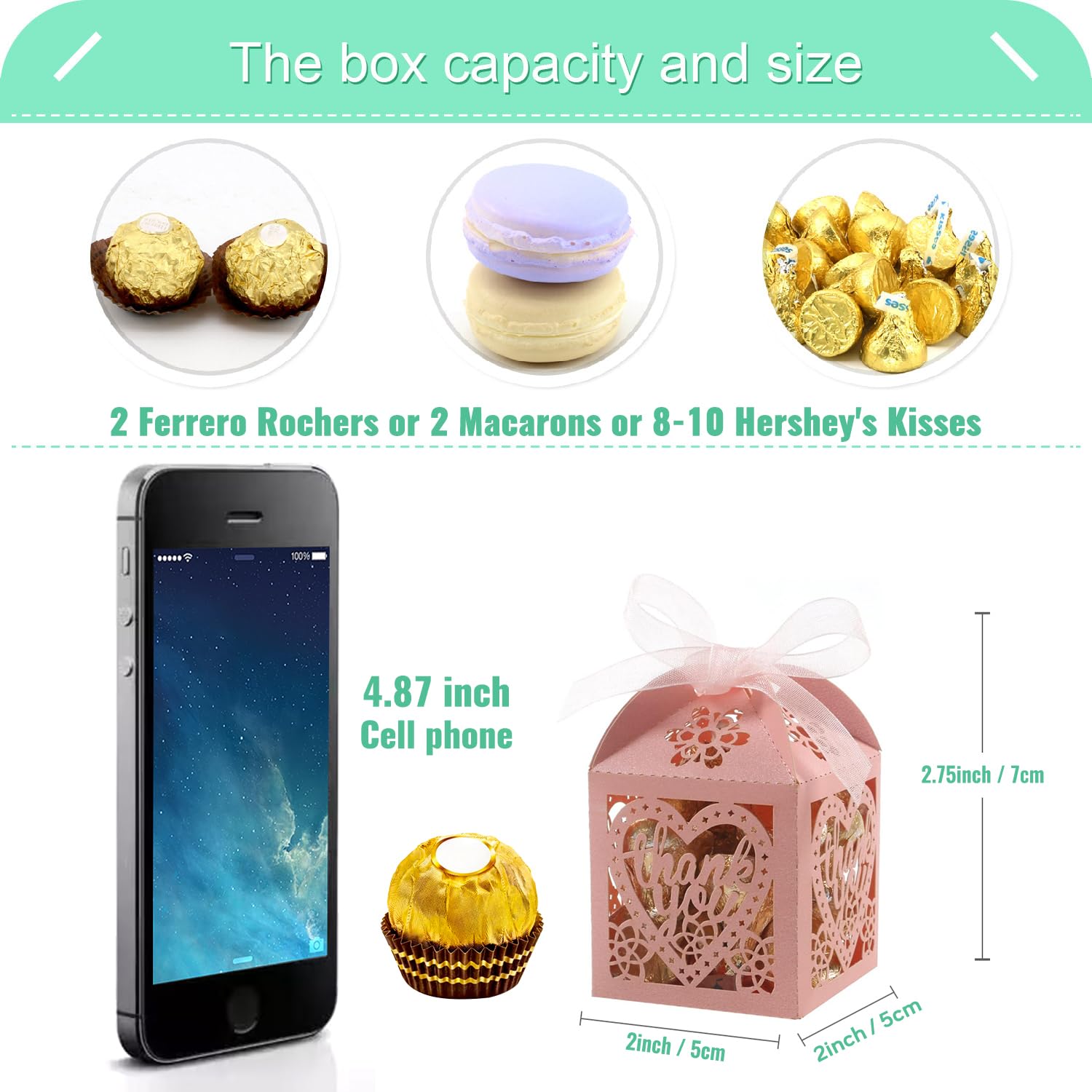 Cotopher Laser Cut Boxes 60Pcs Thank You Gift Boxes Wedding Party Favor Boxes Lace Candy Boxes For Wedding Bridal Shower Baby Sh