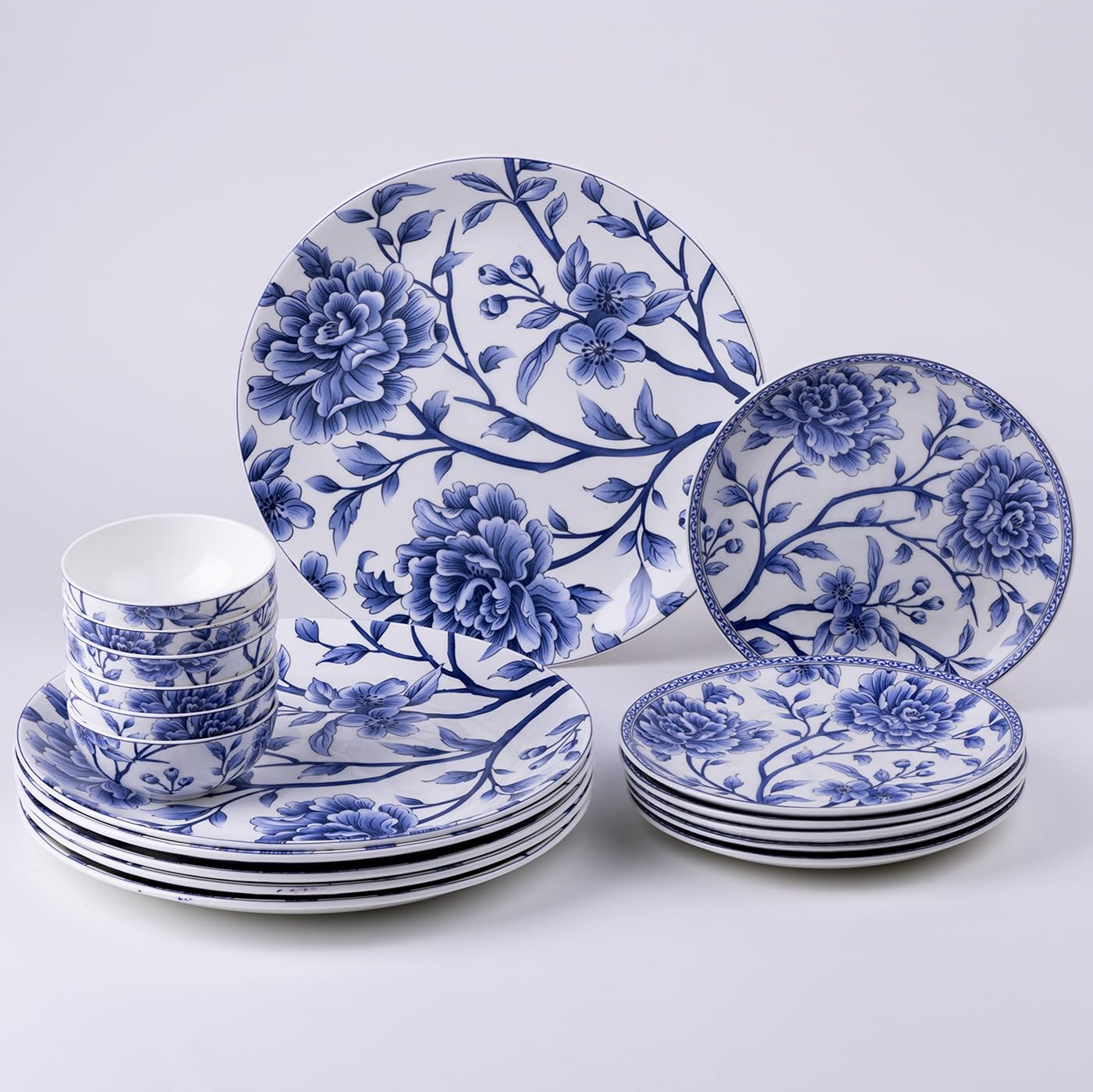 Golden Queen'S Bone China 18 Piece Floral Dinner Set - Serving 6 | Perfect For Hosting And Daily Meals | Microwave Safe | Includ